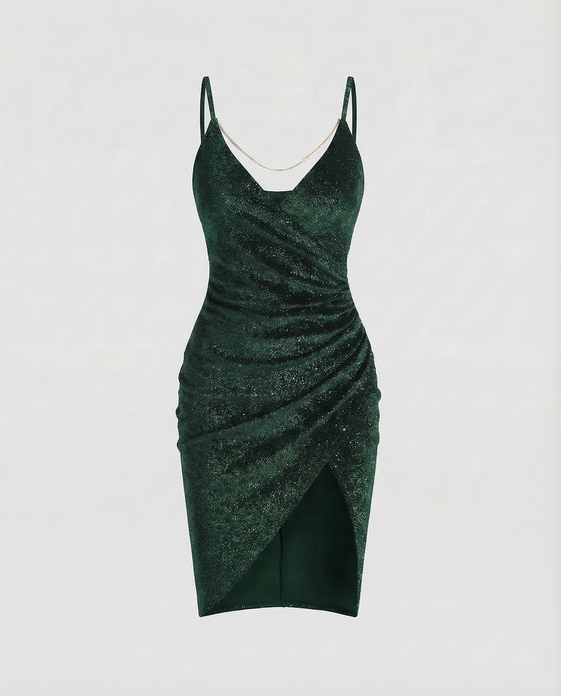 Damen Abendkleid Raffung Kettendetail - Image 9