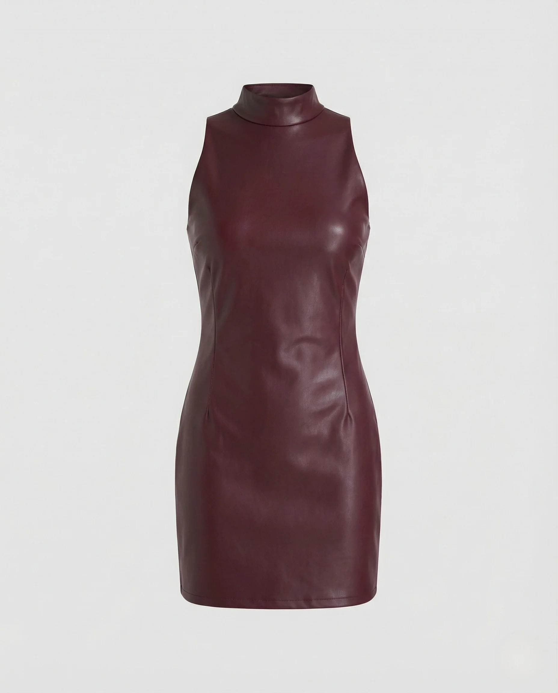 Damen Kunstleder Minikleid mit Stehkragen - Image 5