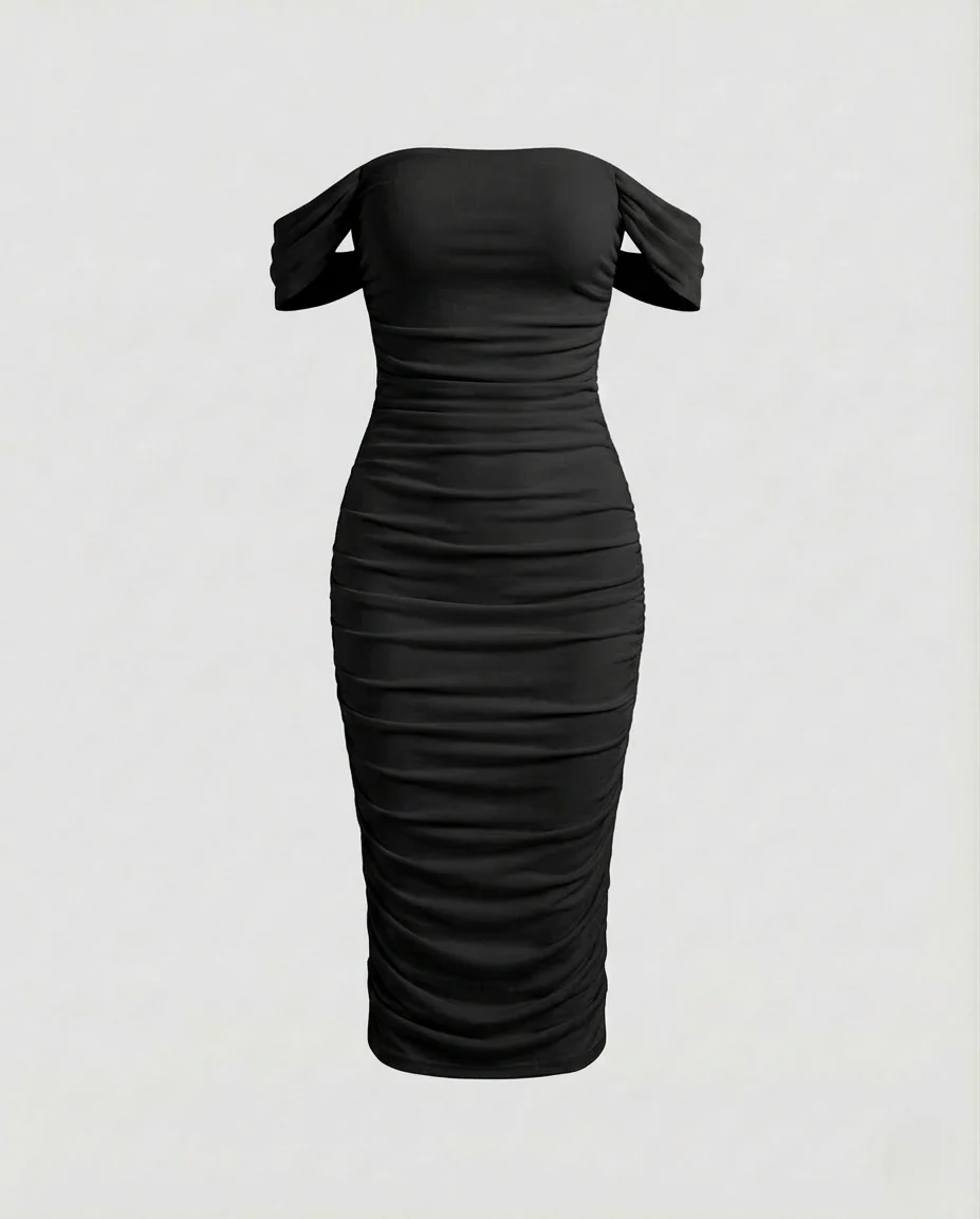 Damen Carmen Midikleid Raffung - Image 9
