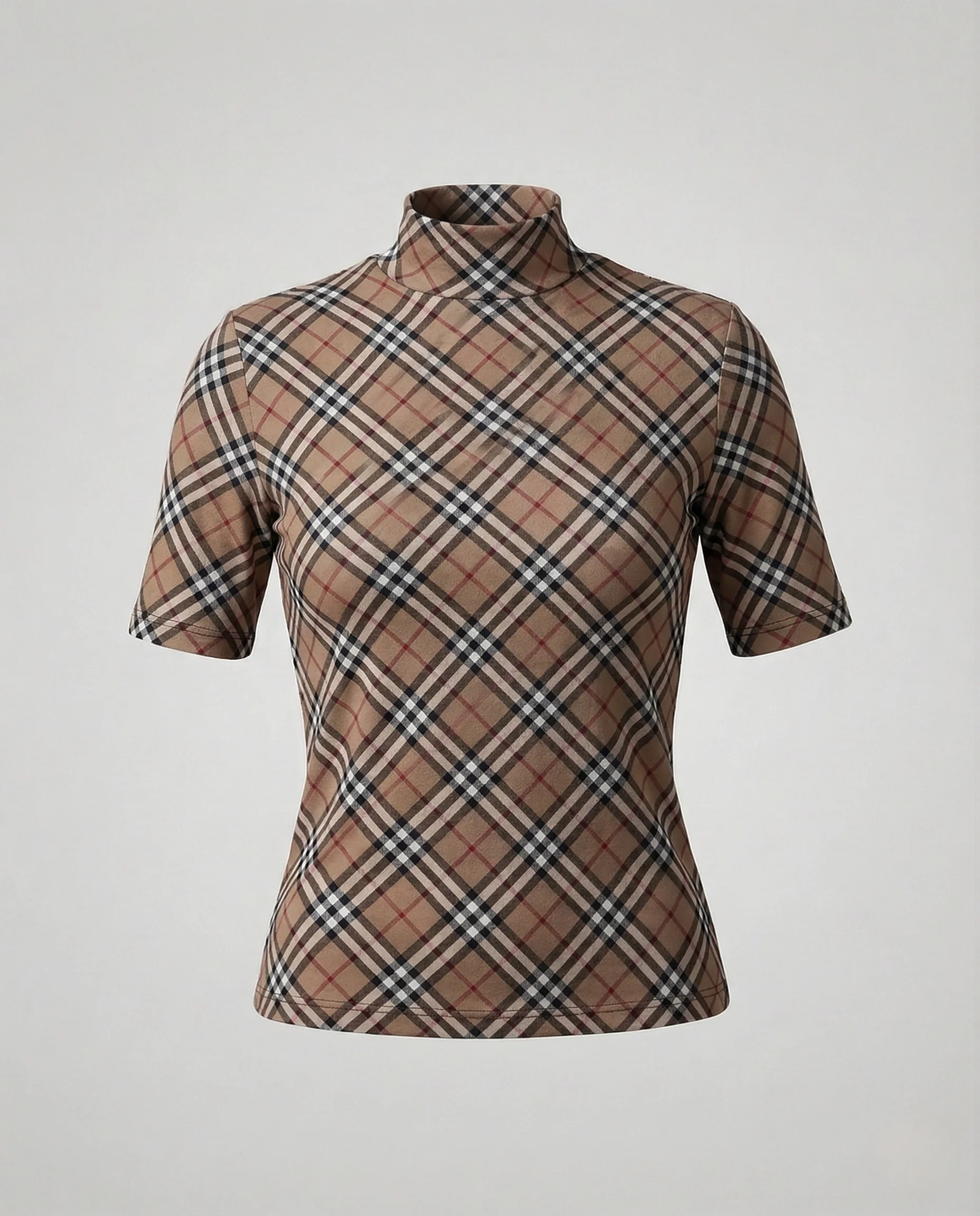 Damen Feinstrick Rollkragen Shirt Figurbetont Kurzarm - Image 7