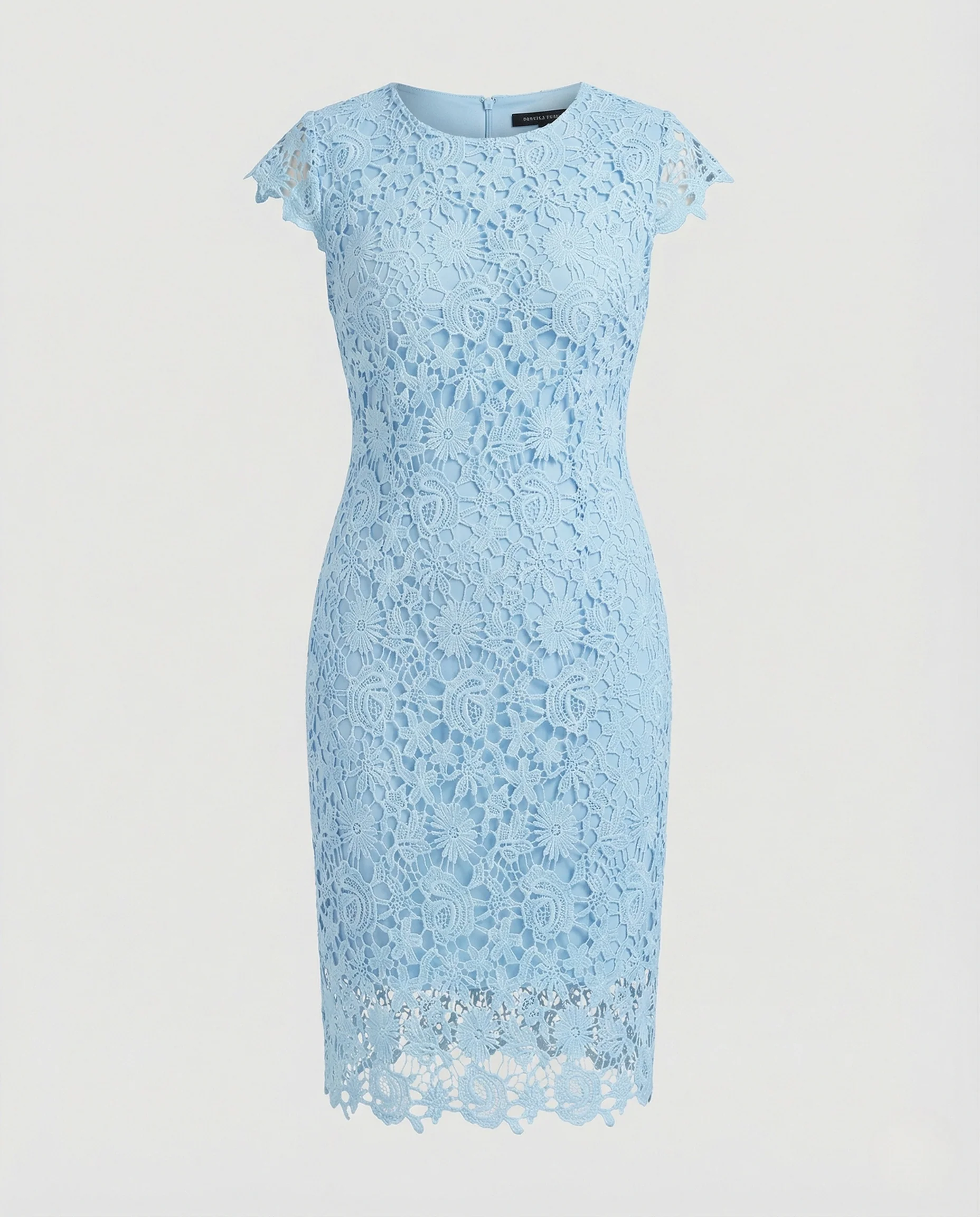 Damen Gefüttertes Häkel-Spitzenkleid mit Kapärmeln - Image 5