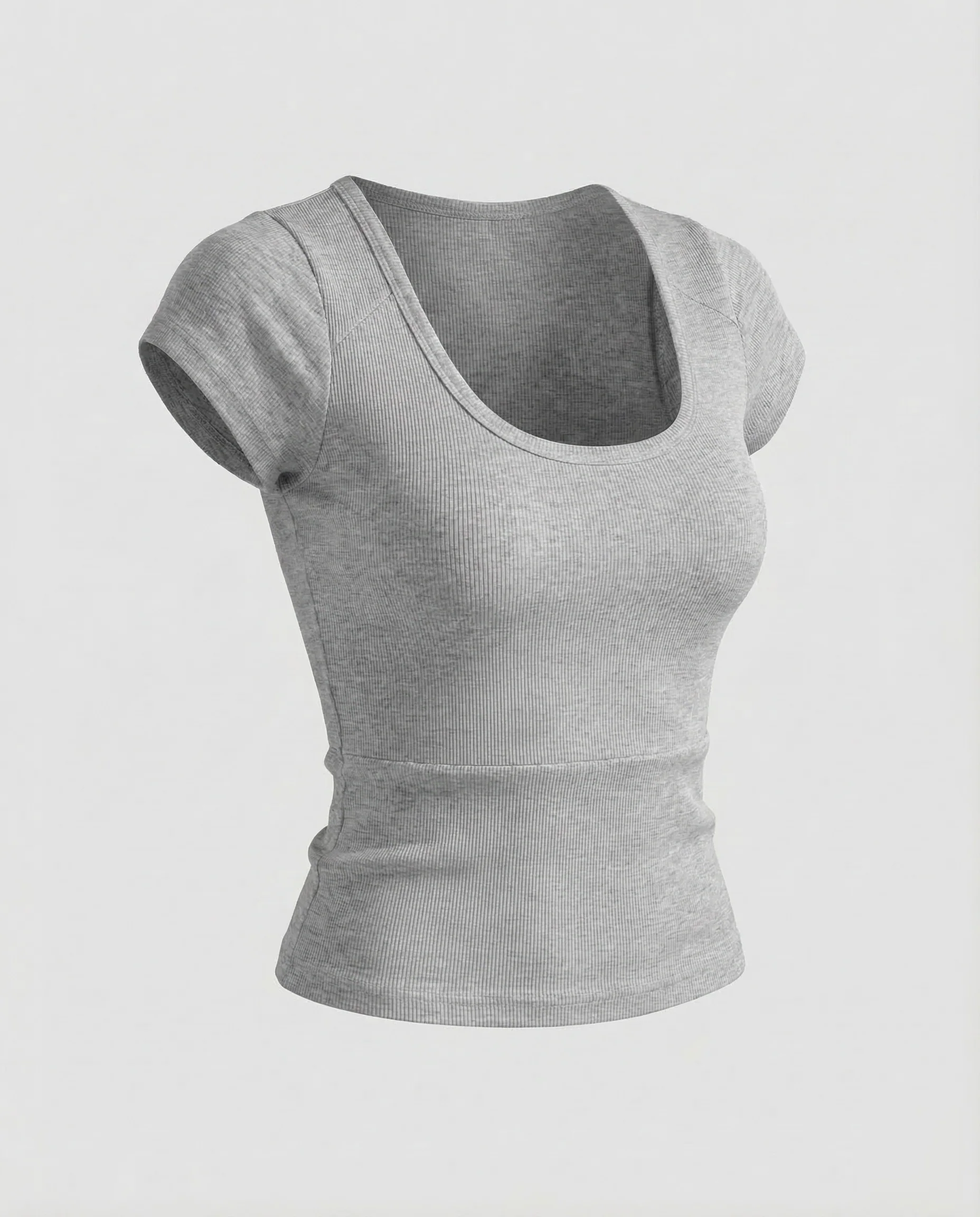 Damen Ripp Kurzshirt Rundhals - Image 12