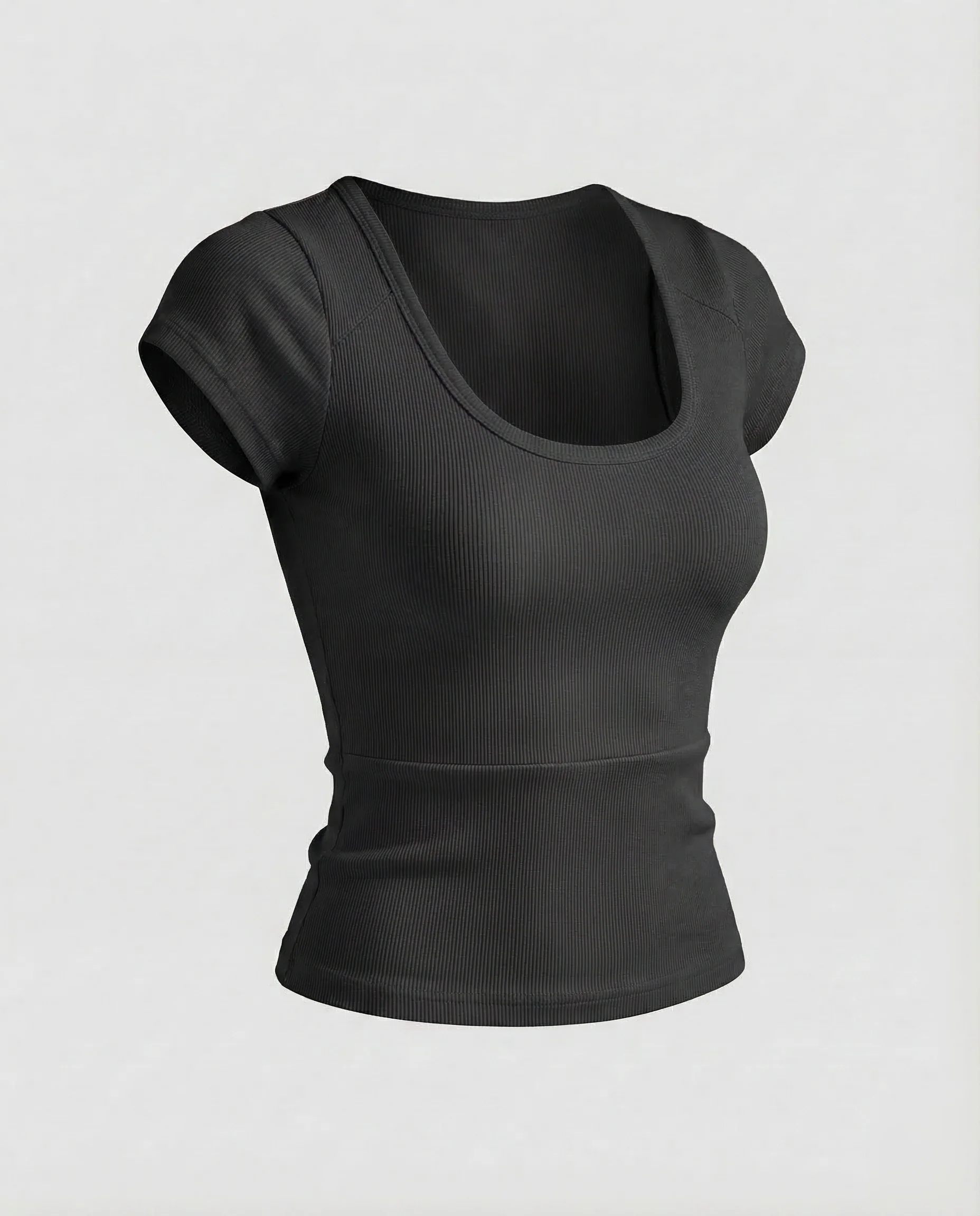 Damen Ripp Kurzshirt Rundhals - Image 14