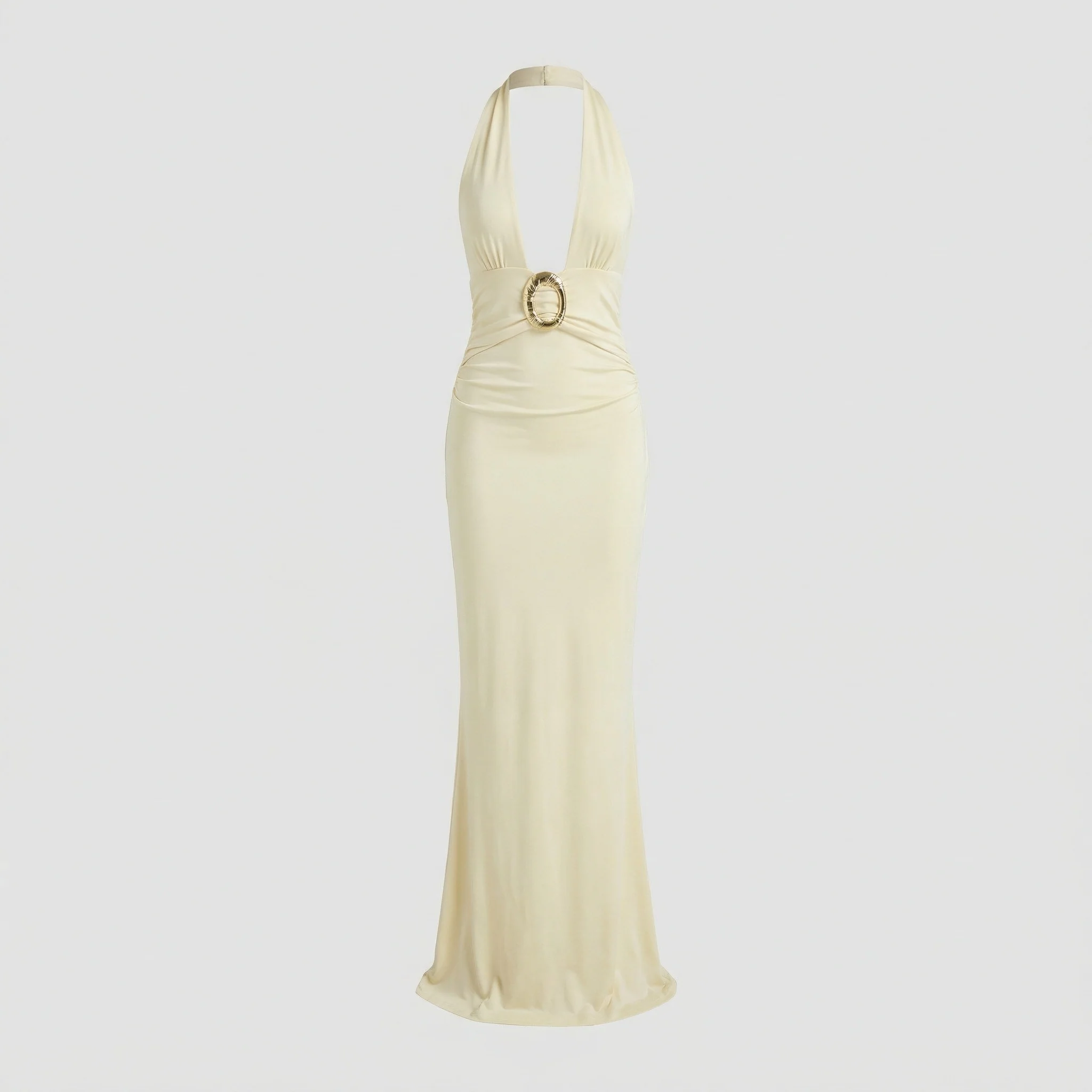 Figurbetontes Maxikleid mit Halter und Metallring - Image 4