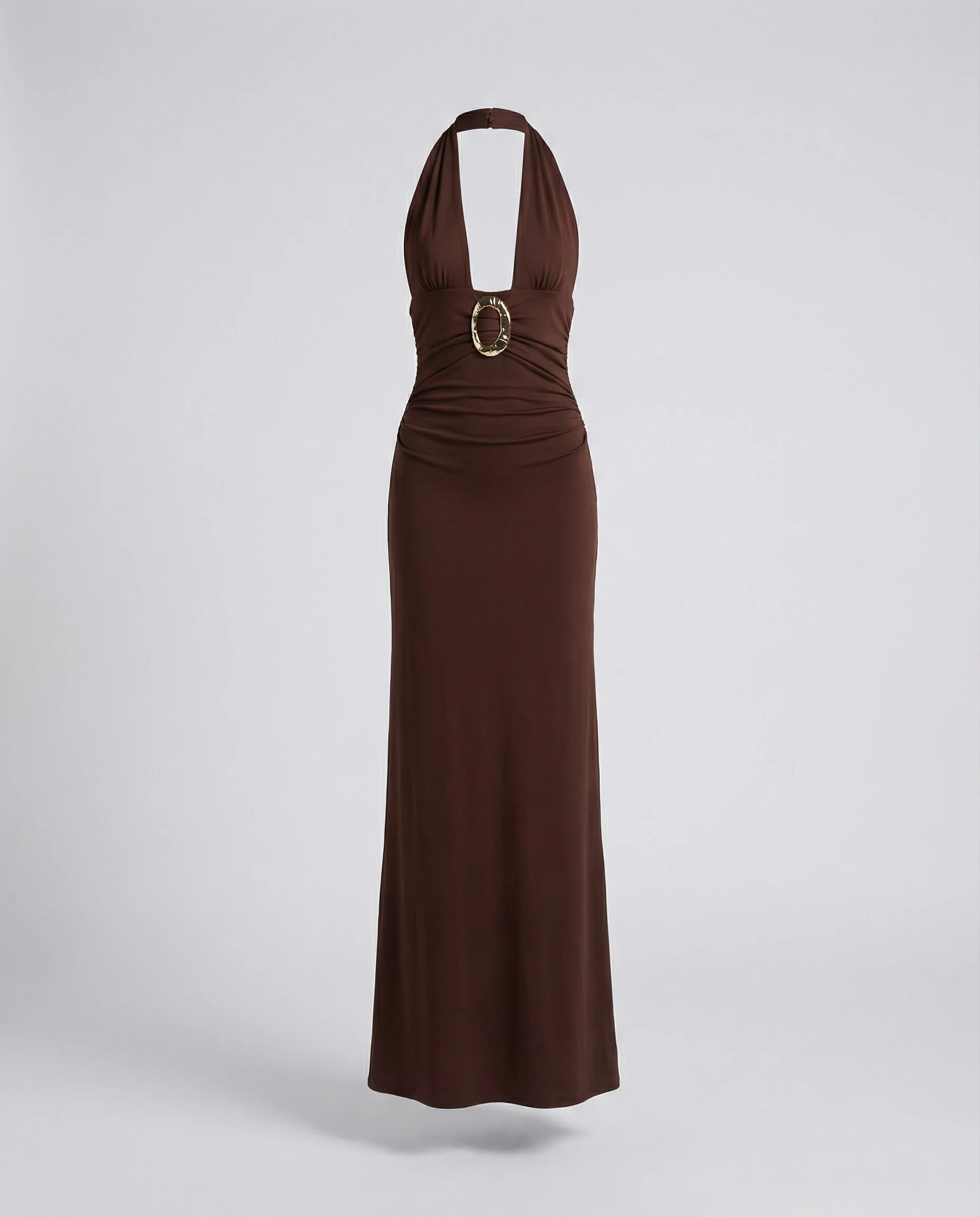 Figurbetontes Maxikleid mit Halter und Metallring - Image 5