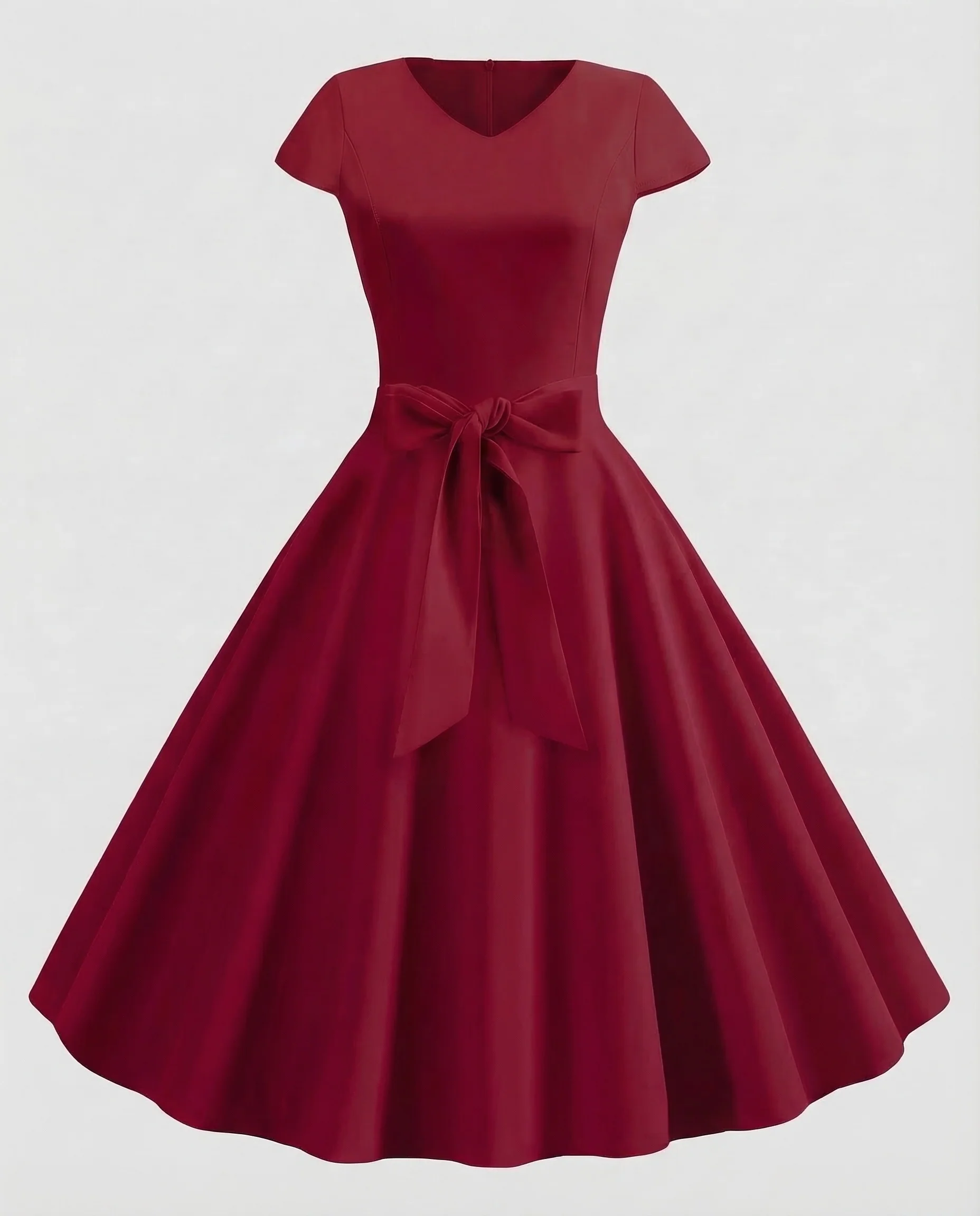 Damen Kleid V Ausschnitt Gürtel - Image 11
