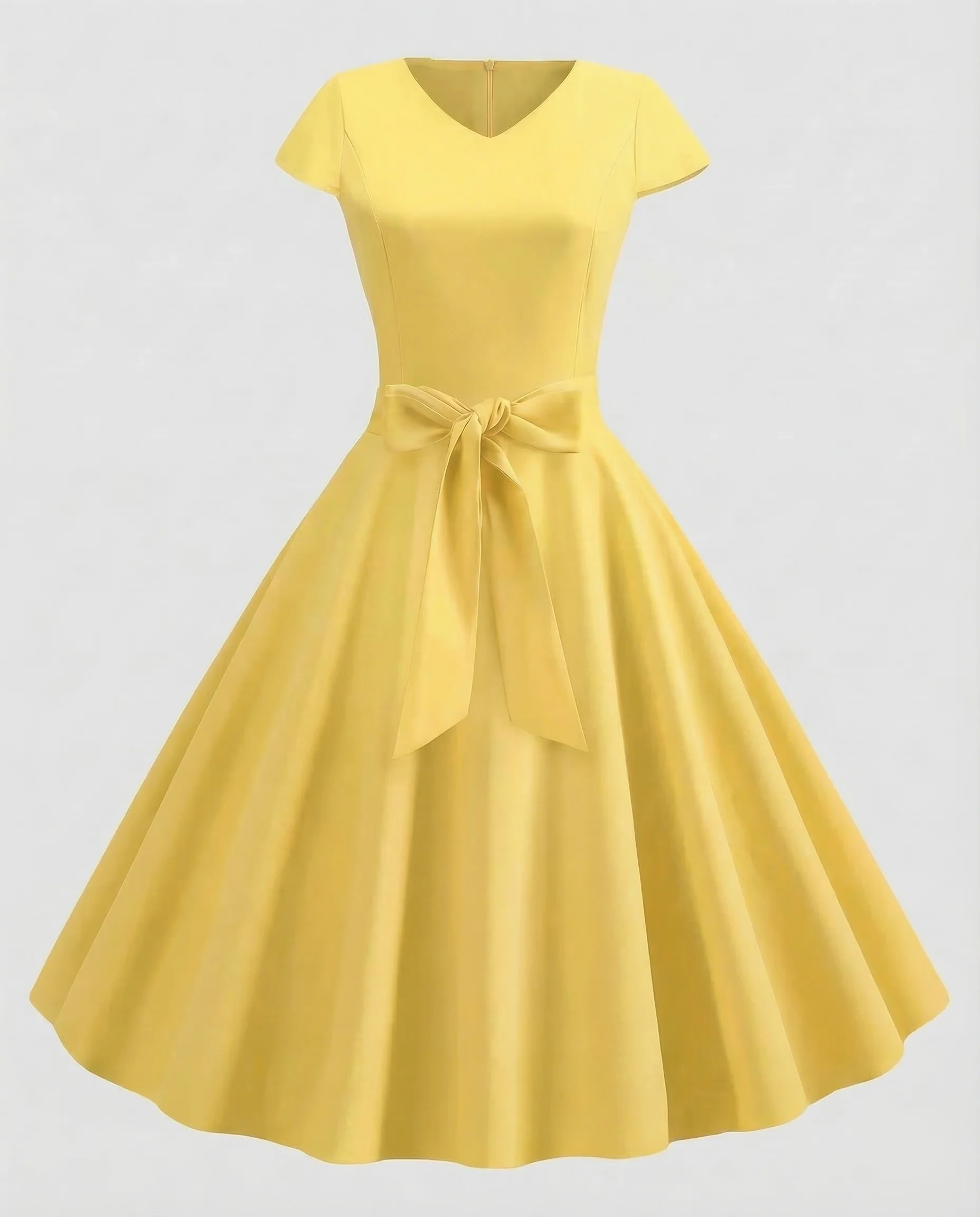 Damen Kleid V Ausschnitt Gürtel - Image 12
