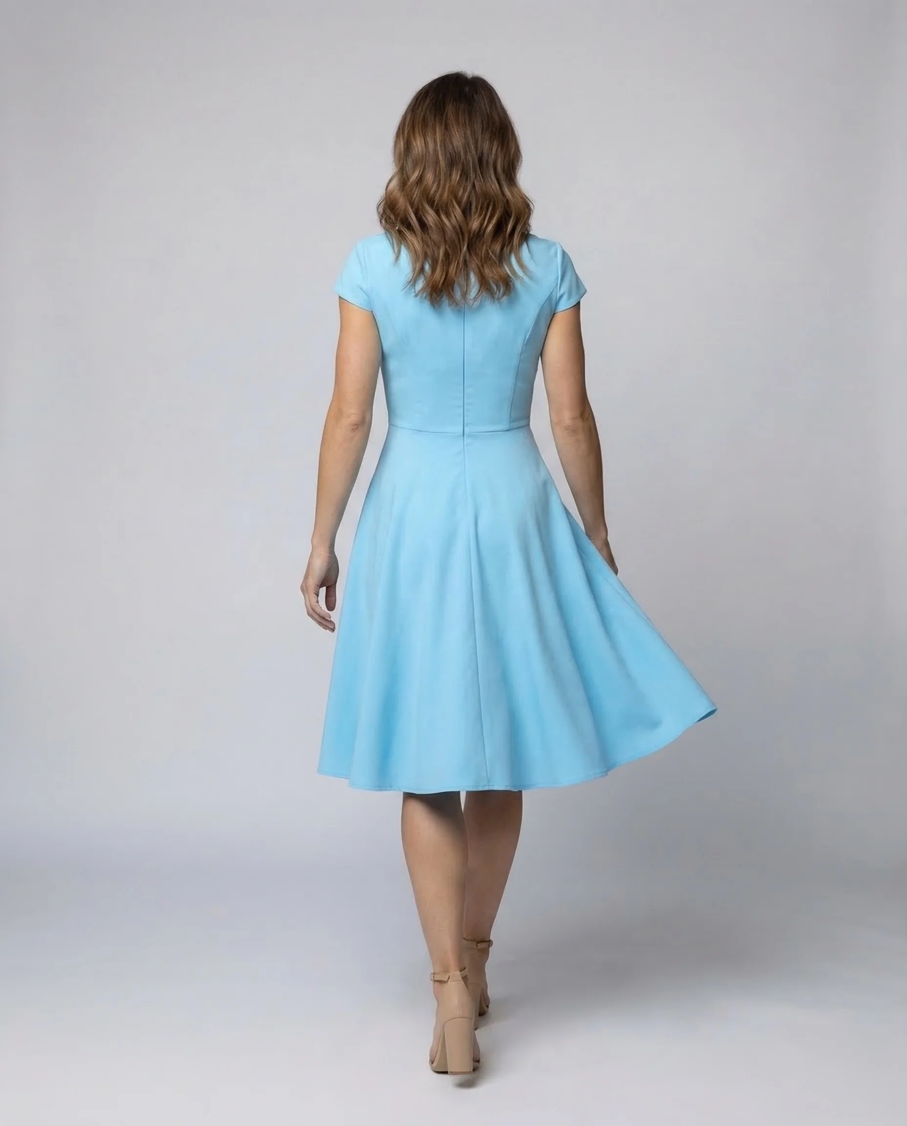 Damen Kleid V Ausschnitt Gürtel - Image 4