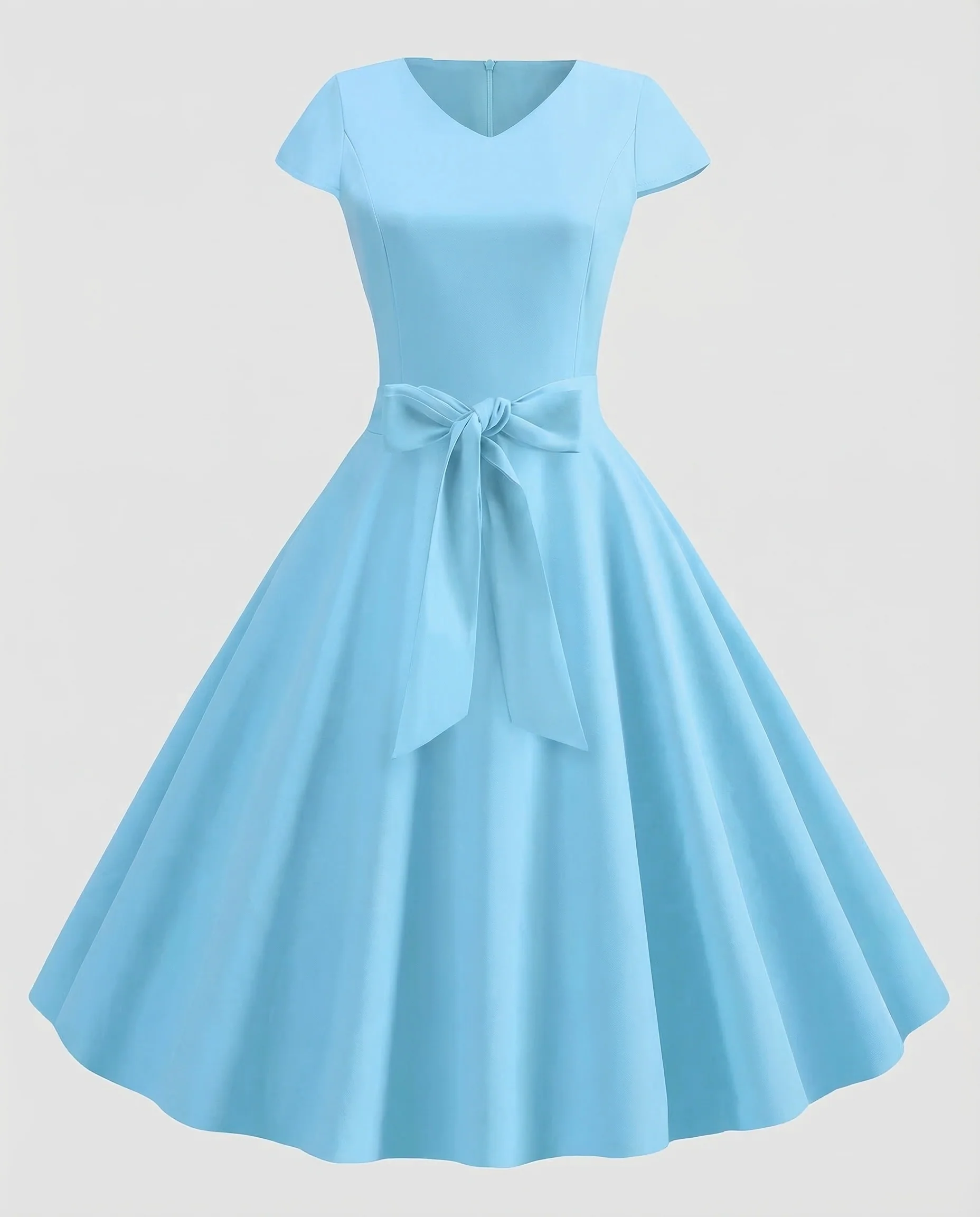 Damen Kleid V Ausschnitt Gürtel - Image 5
