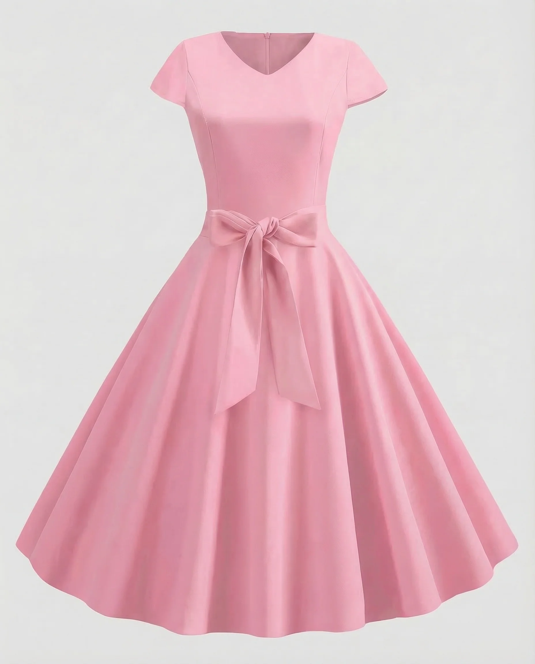 Damen Kleid V Ausschnitt Gürtel - Image 6