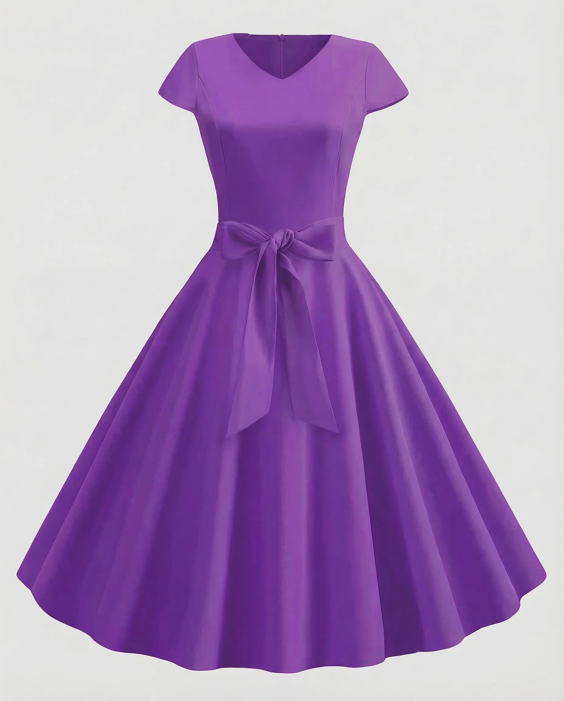 Damen Kleid V Ausschnitt Gürtel - Image 7