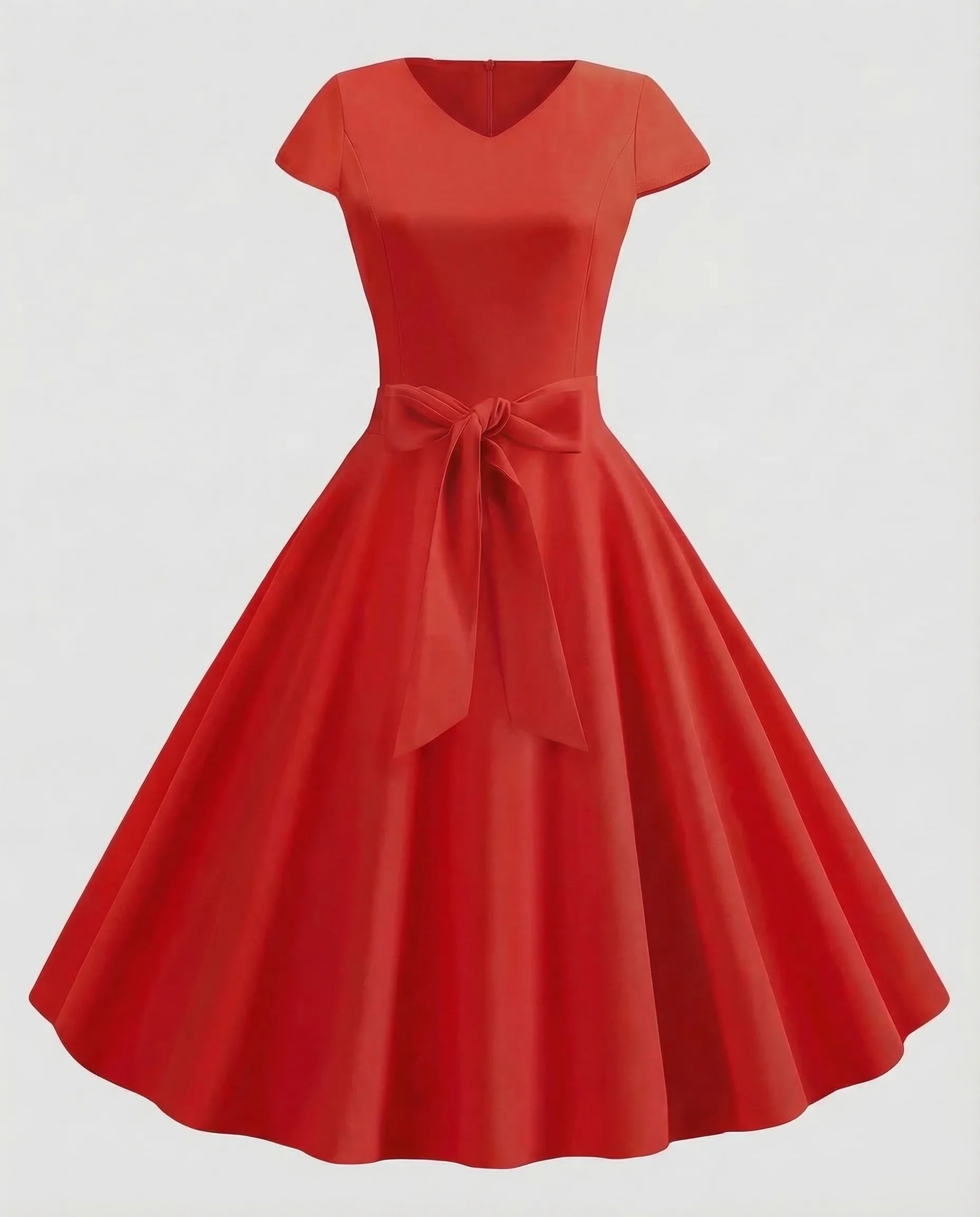 Damen Kleid V Ausschnitt Gürtel - Image 8