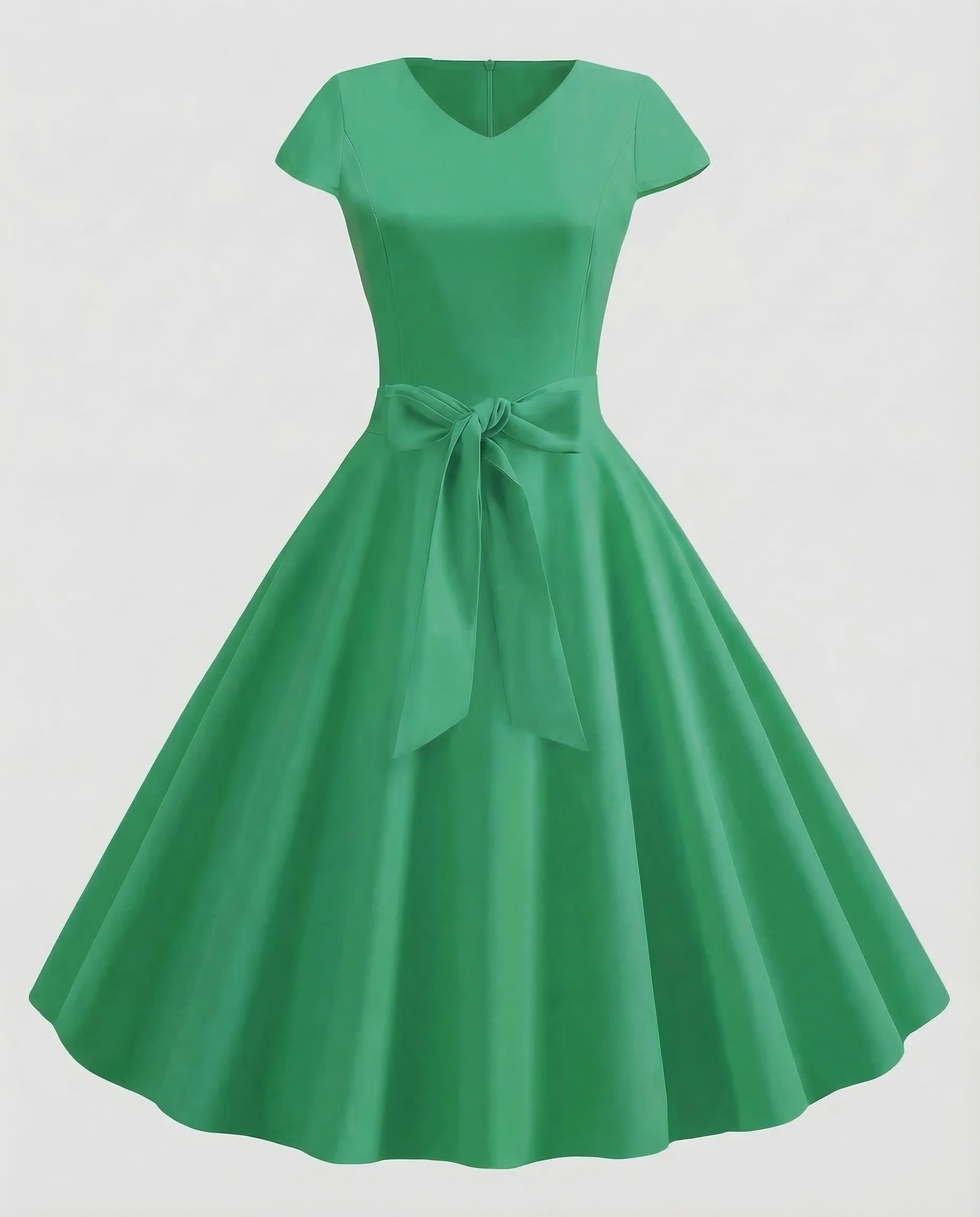Damen Kleid V Ausschnitt Gürtel - Image 9