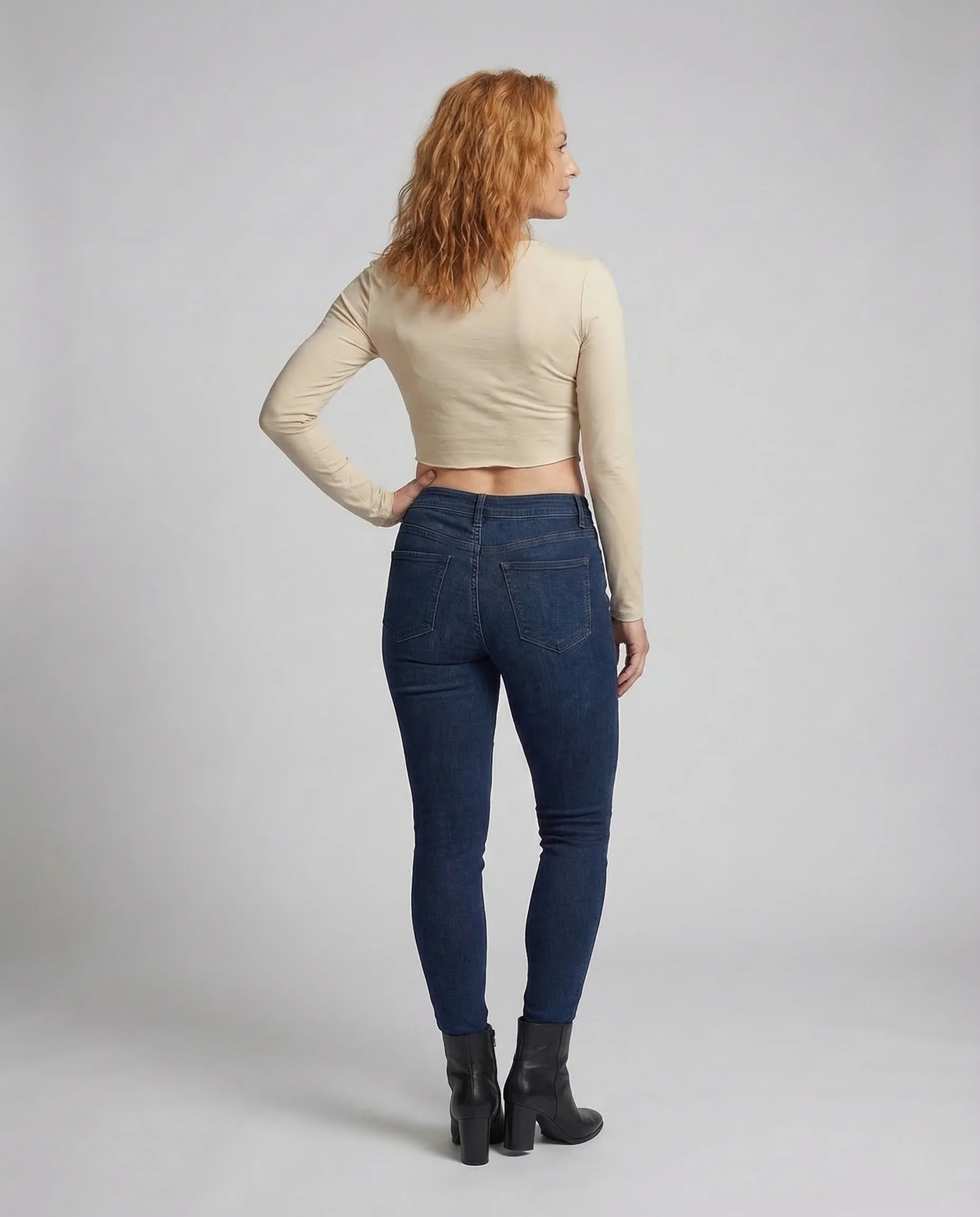 Damen Knotentop V Ausschnitt Langarm - Image 4