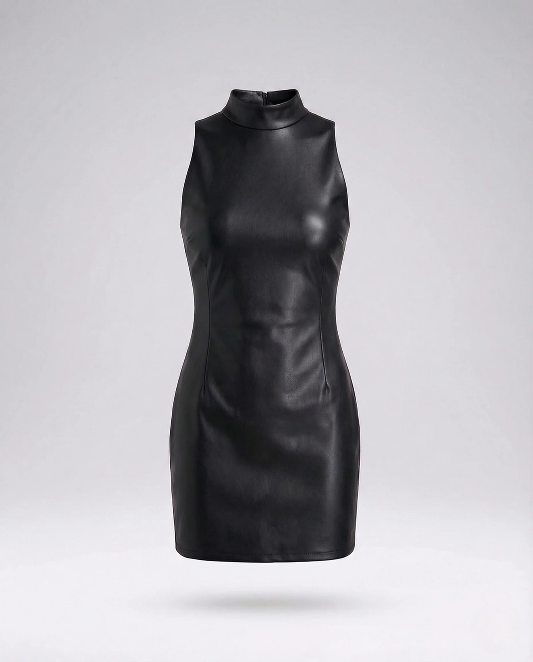 Damen Kunstleder Minikleid Ärmellos - Image 5