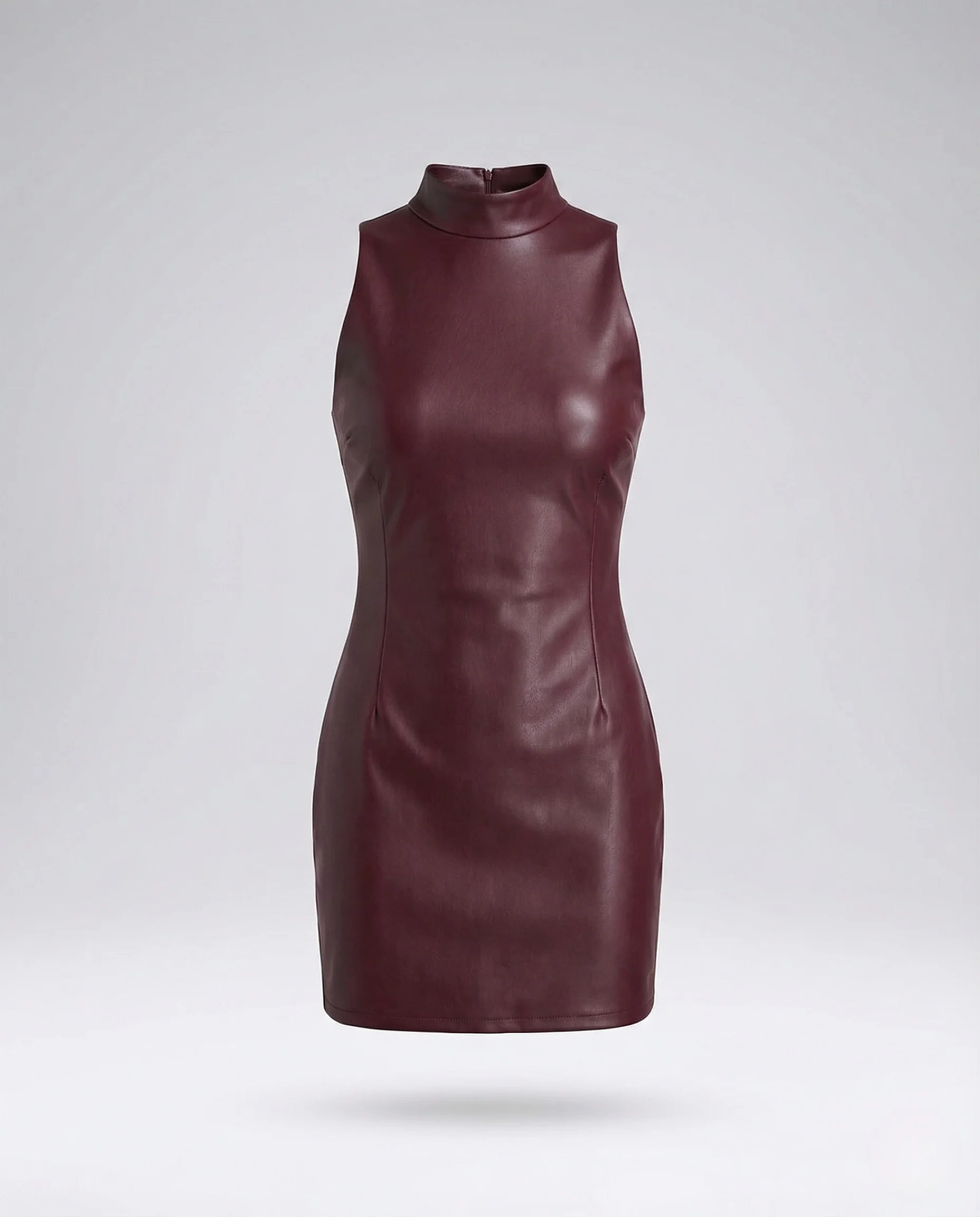 Damen Kunstleder Minikleid Ärmellos - Image 6