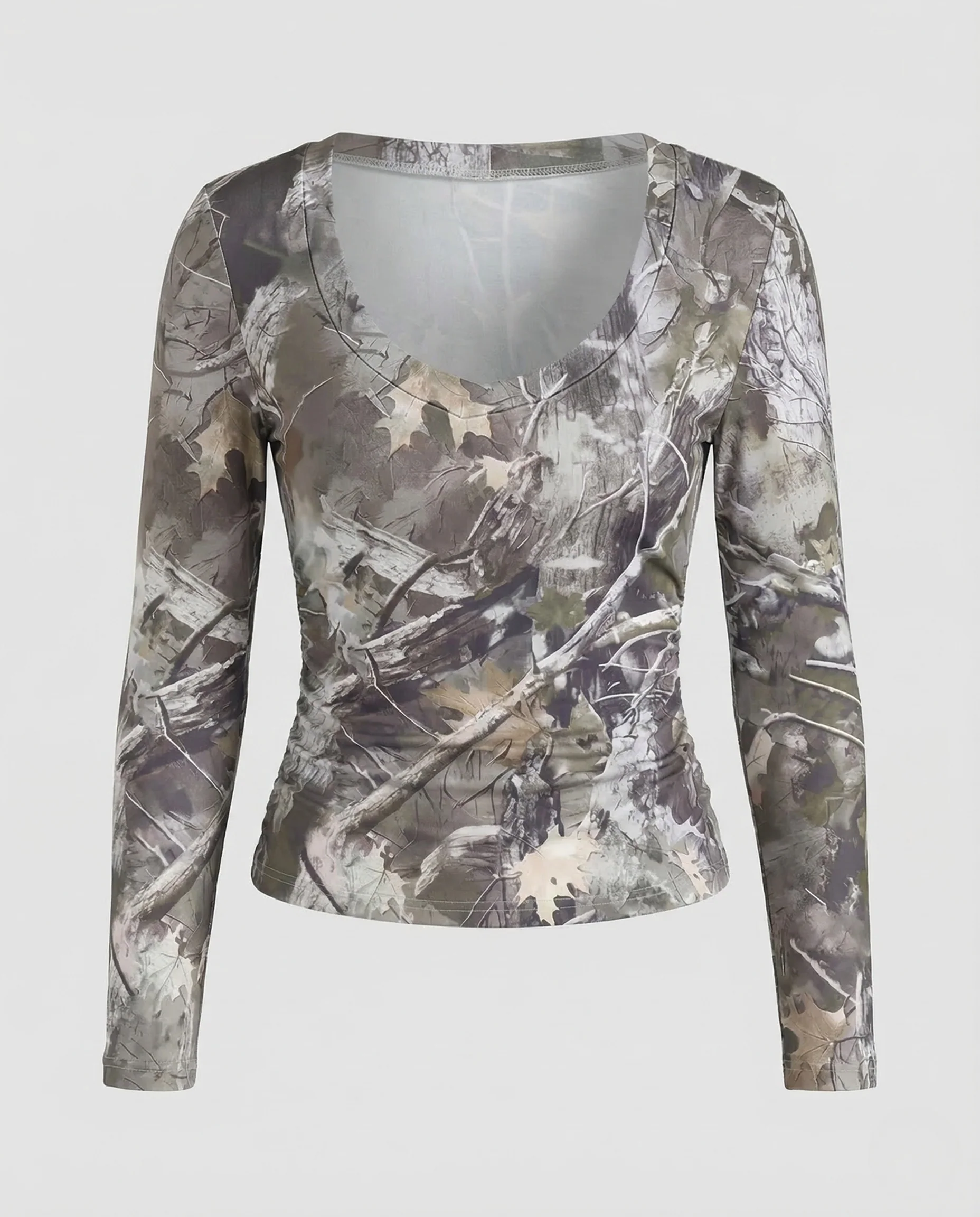 Damen Crop Langarmshirt Rundhals Print - Image 5
