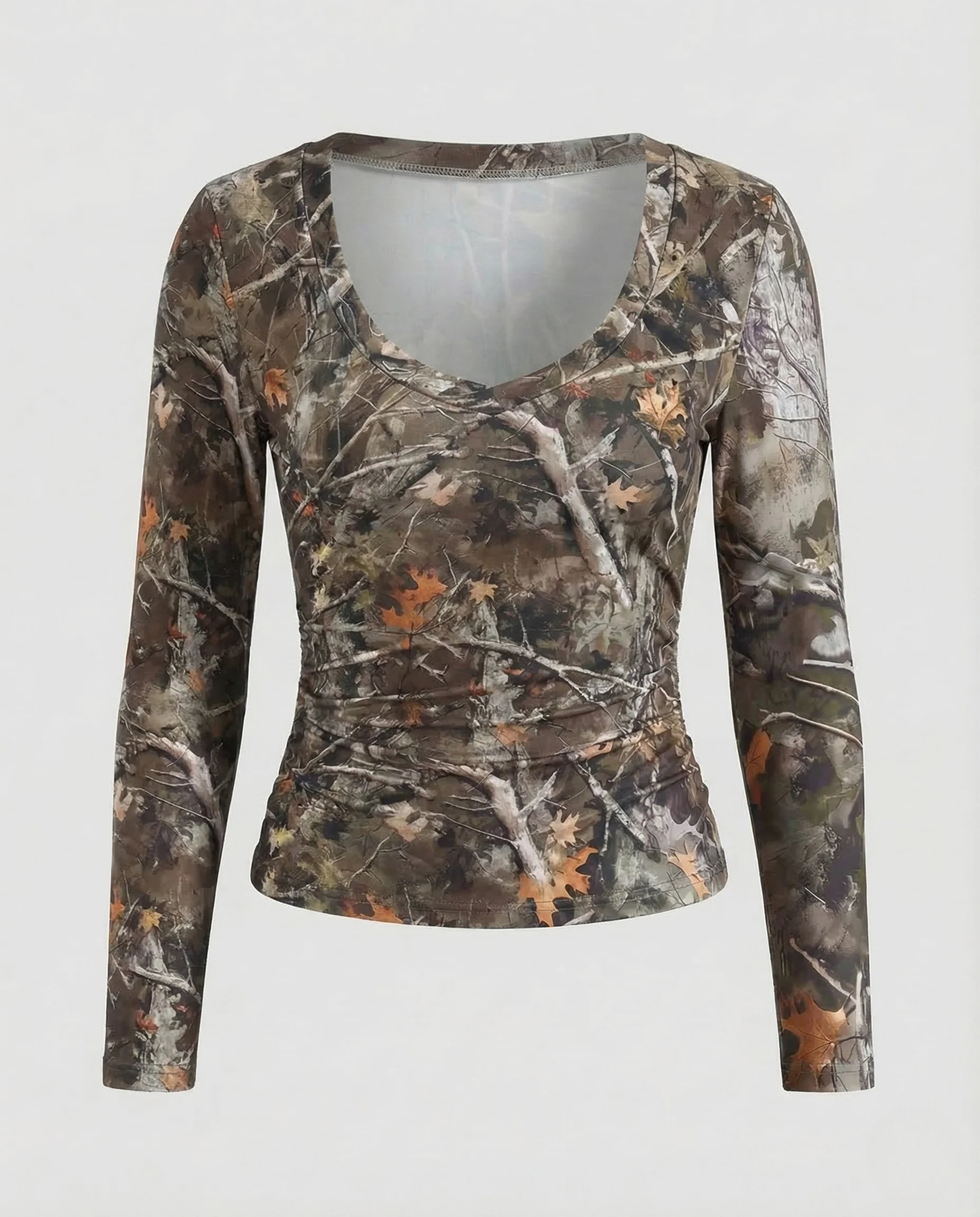 Damen Crop Langarmshirt Rundhals Print - Image 6