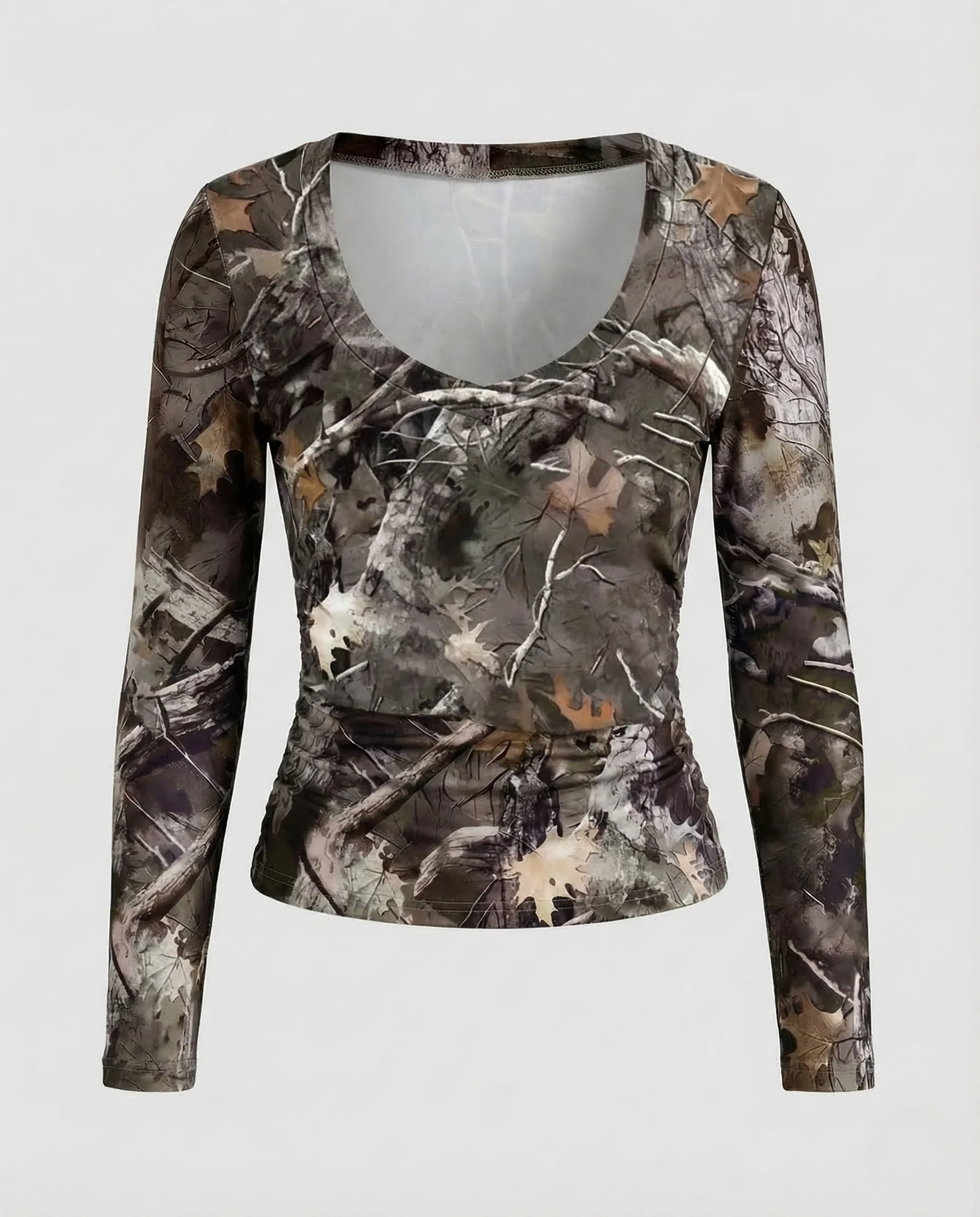 Damen Crop Langarmshirt Rundhals Print - Image 7