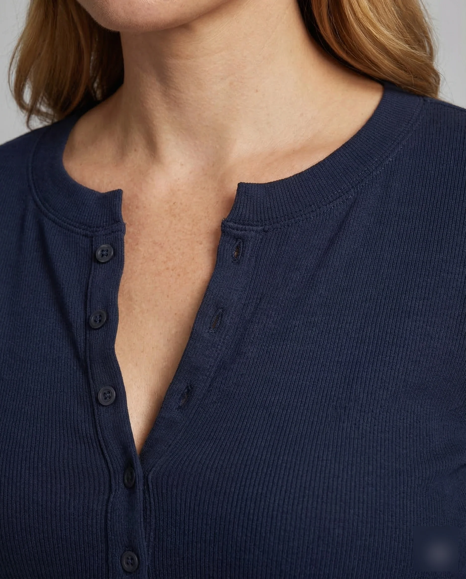 Damen Henleyshirt Ripp Langarm - Image 3