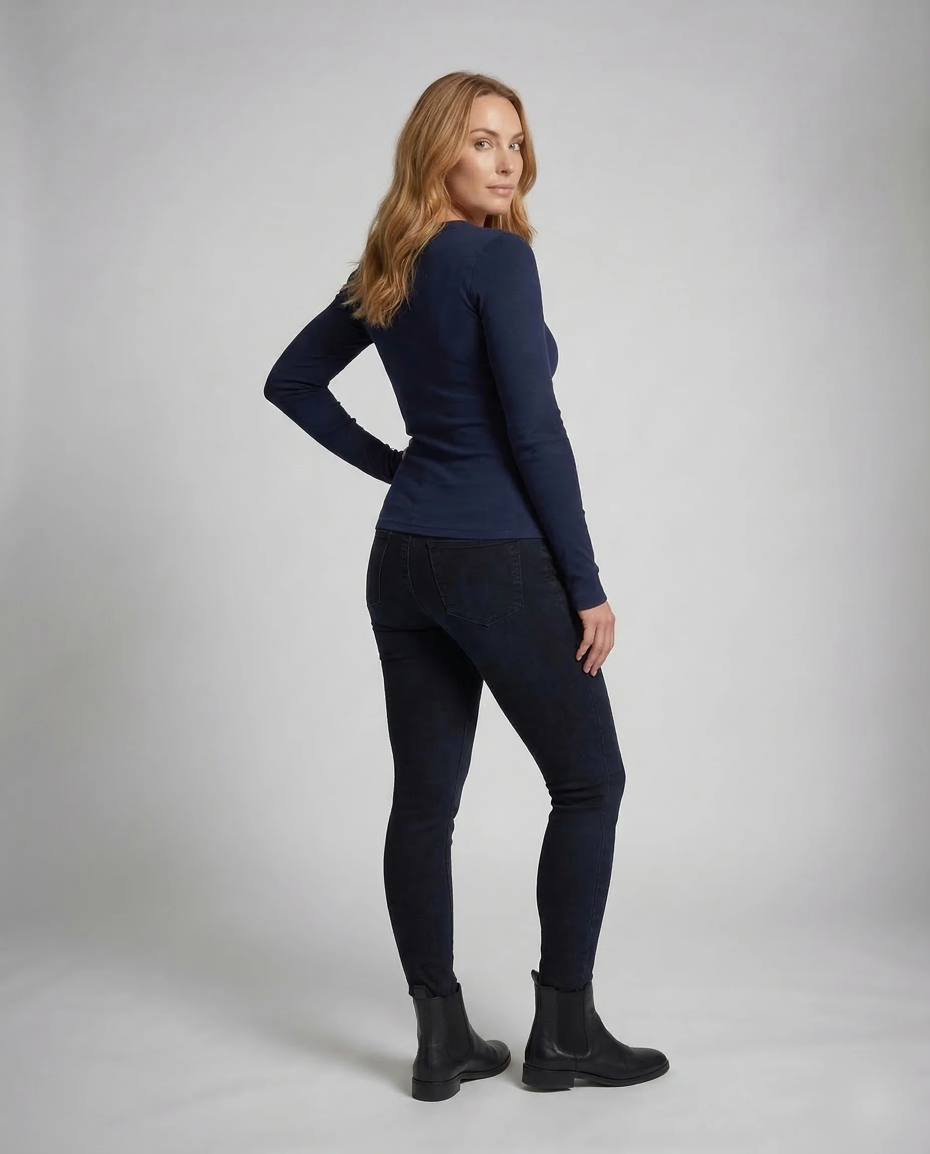 Damen Henleyshirt Ripp Langarm - Image 4
