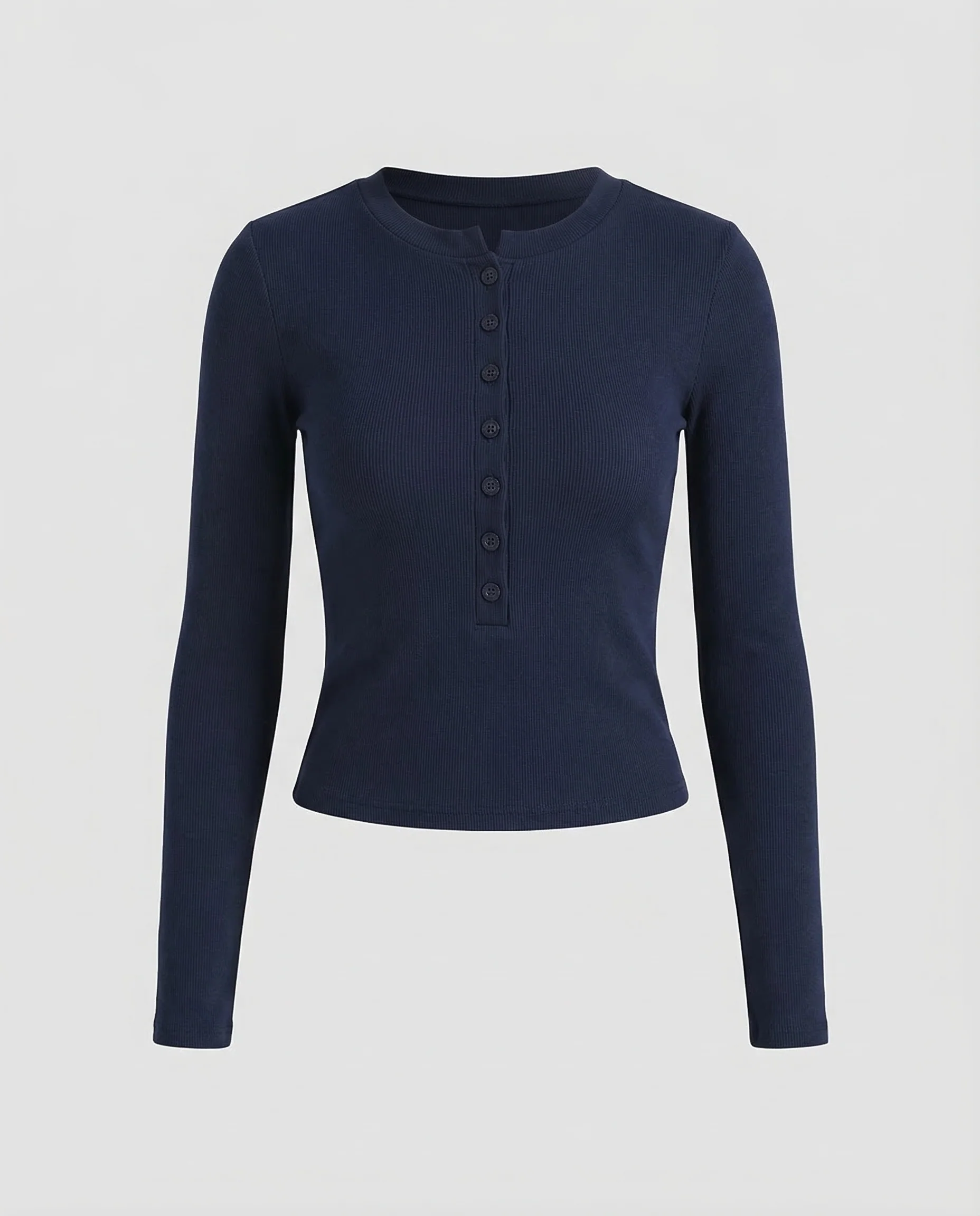 Damen Henleyshirt Ripp Langarm - Image 5