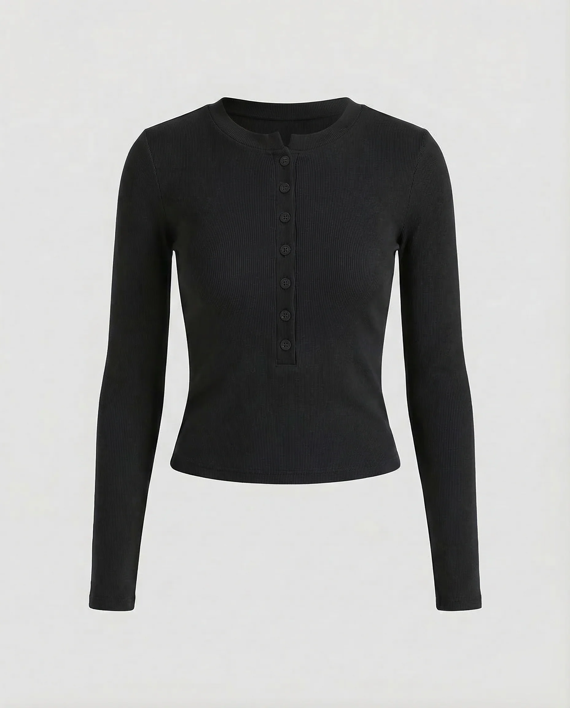 Damen Henleyshirt Ripp Langarm - Image 6