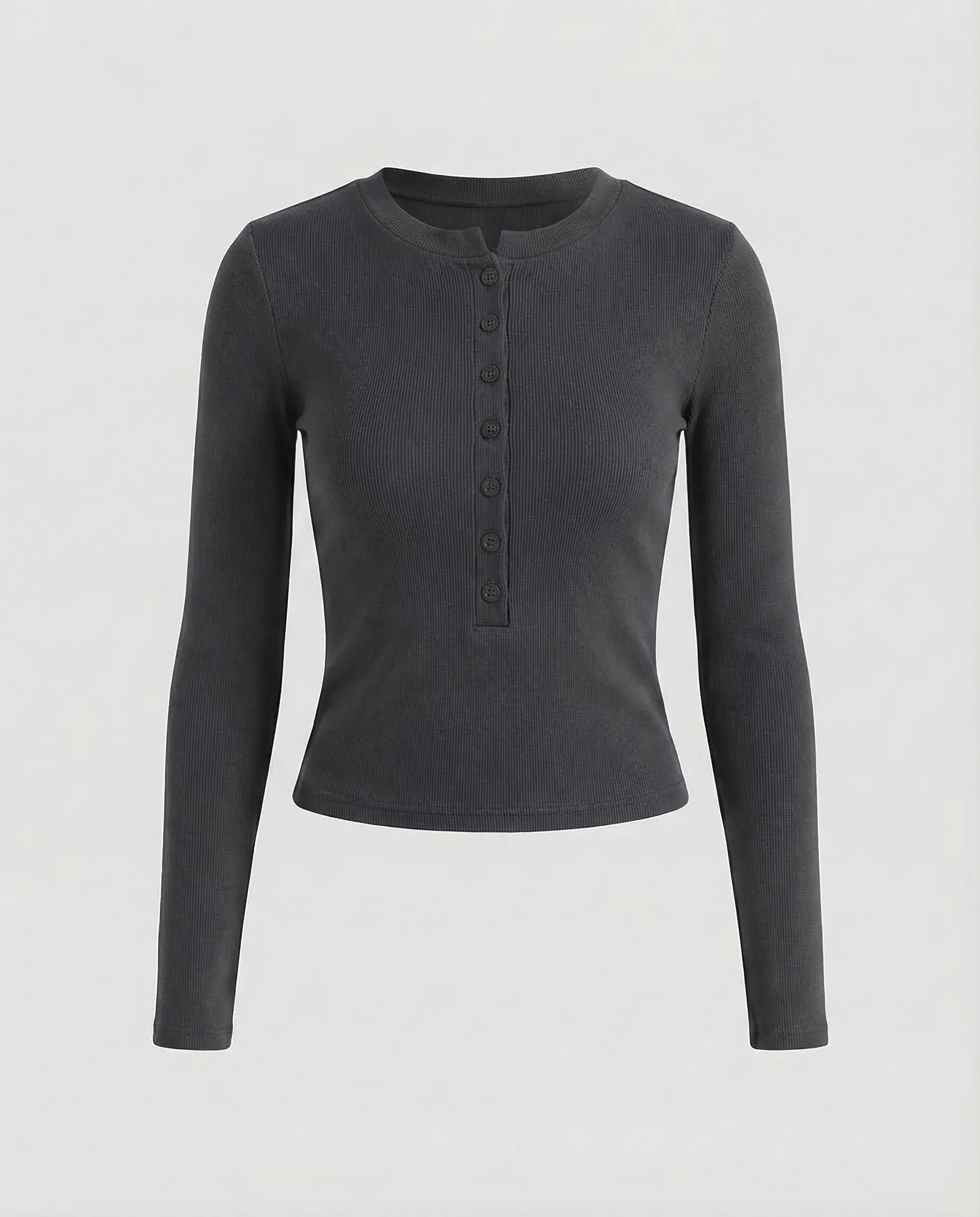 Damen Henleyshirt Ripp Langarm - Image 7