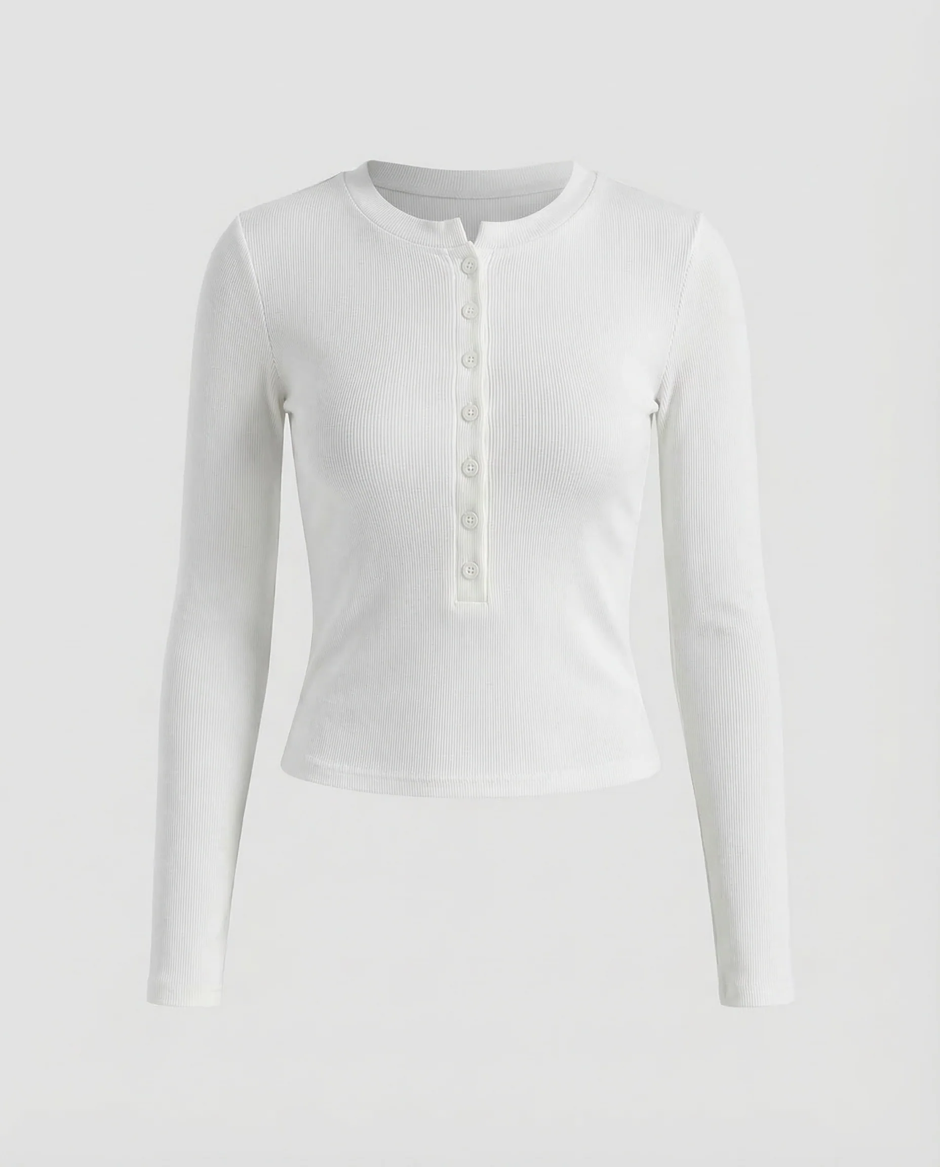 Damen Henleyshirt Ripp Langarm - Image 8