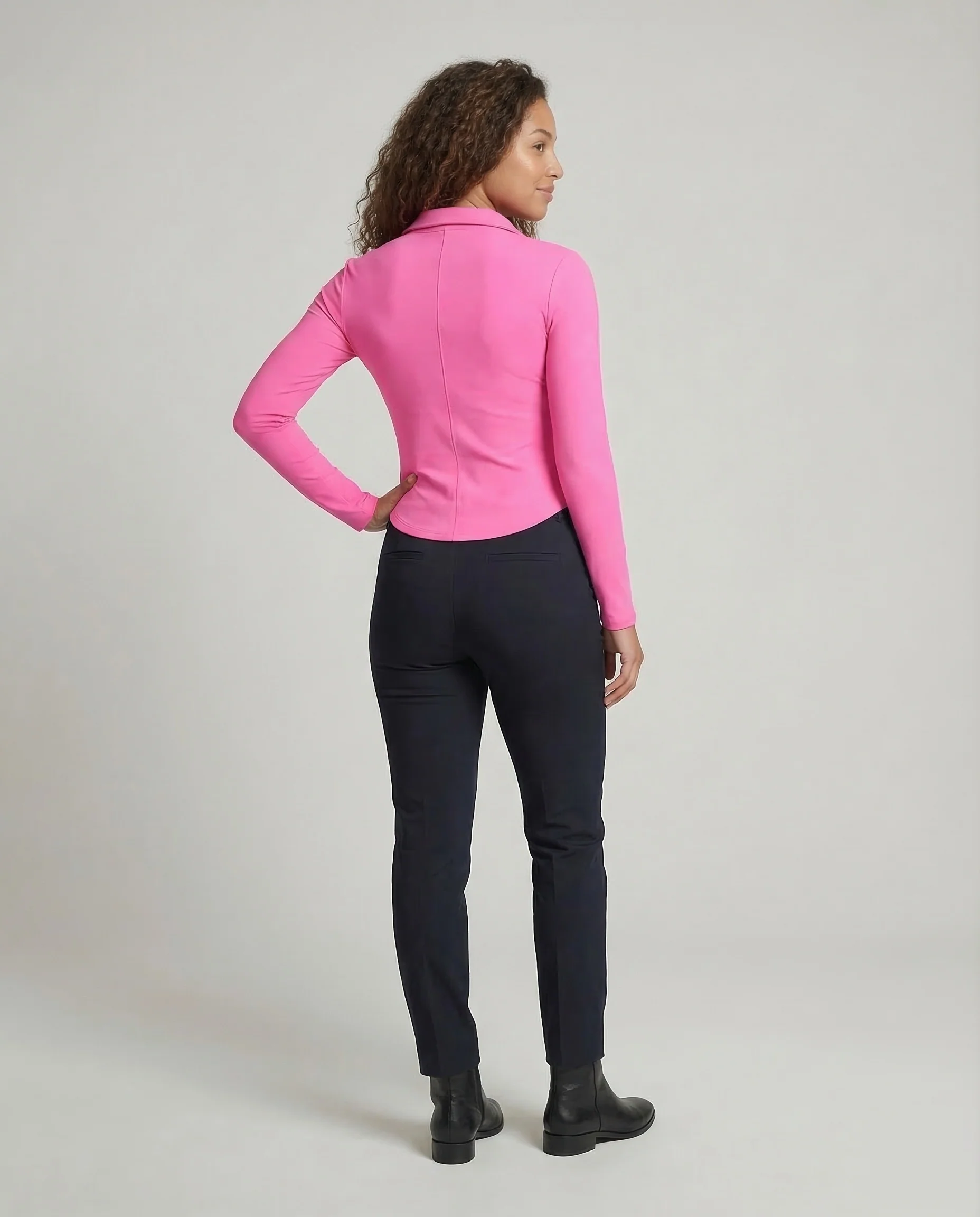 Damen Longsleeve Reißverschluss Polo - Image 4
