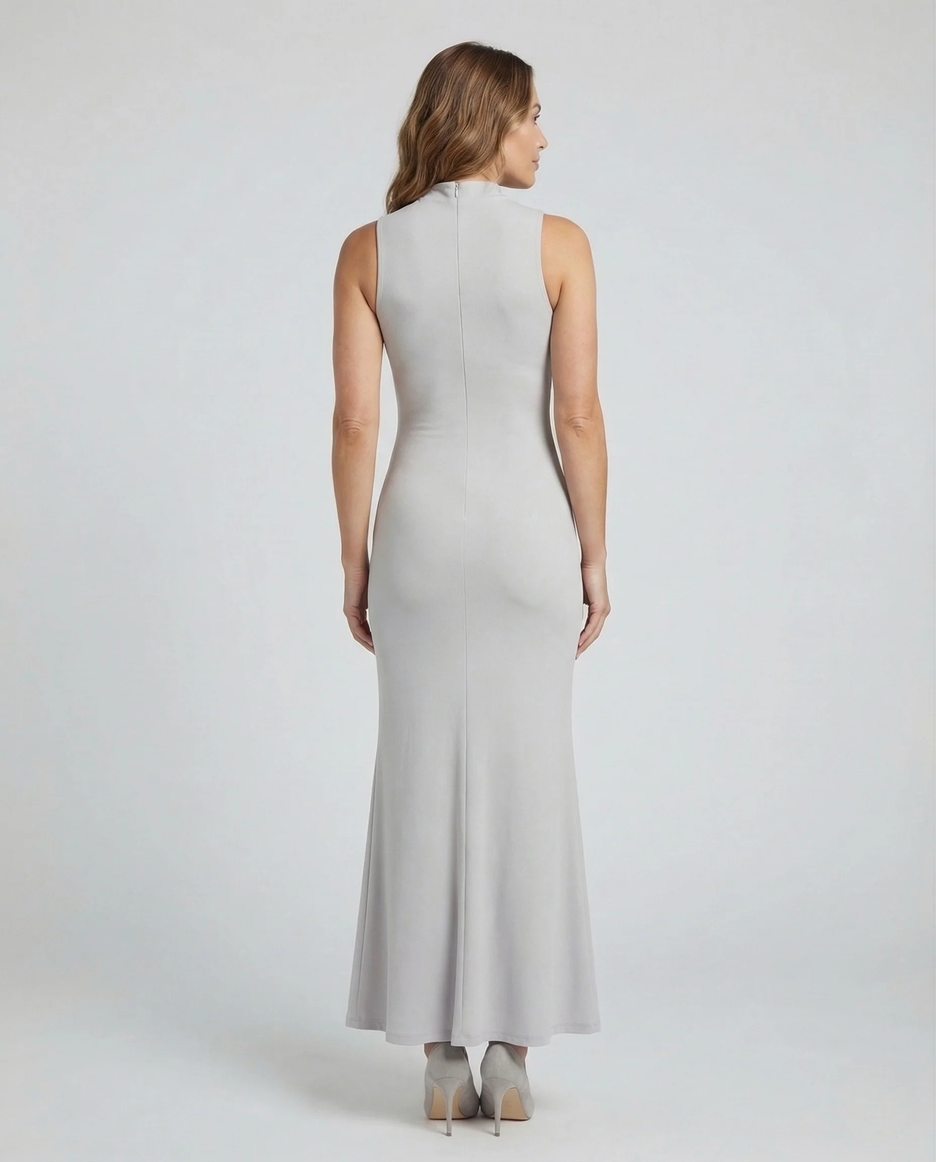 Damen Strick Maxikleid Stehkragen - Image 4