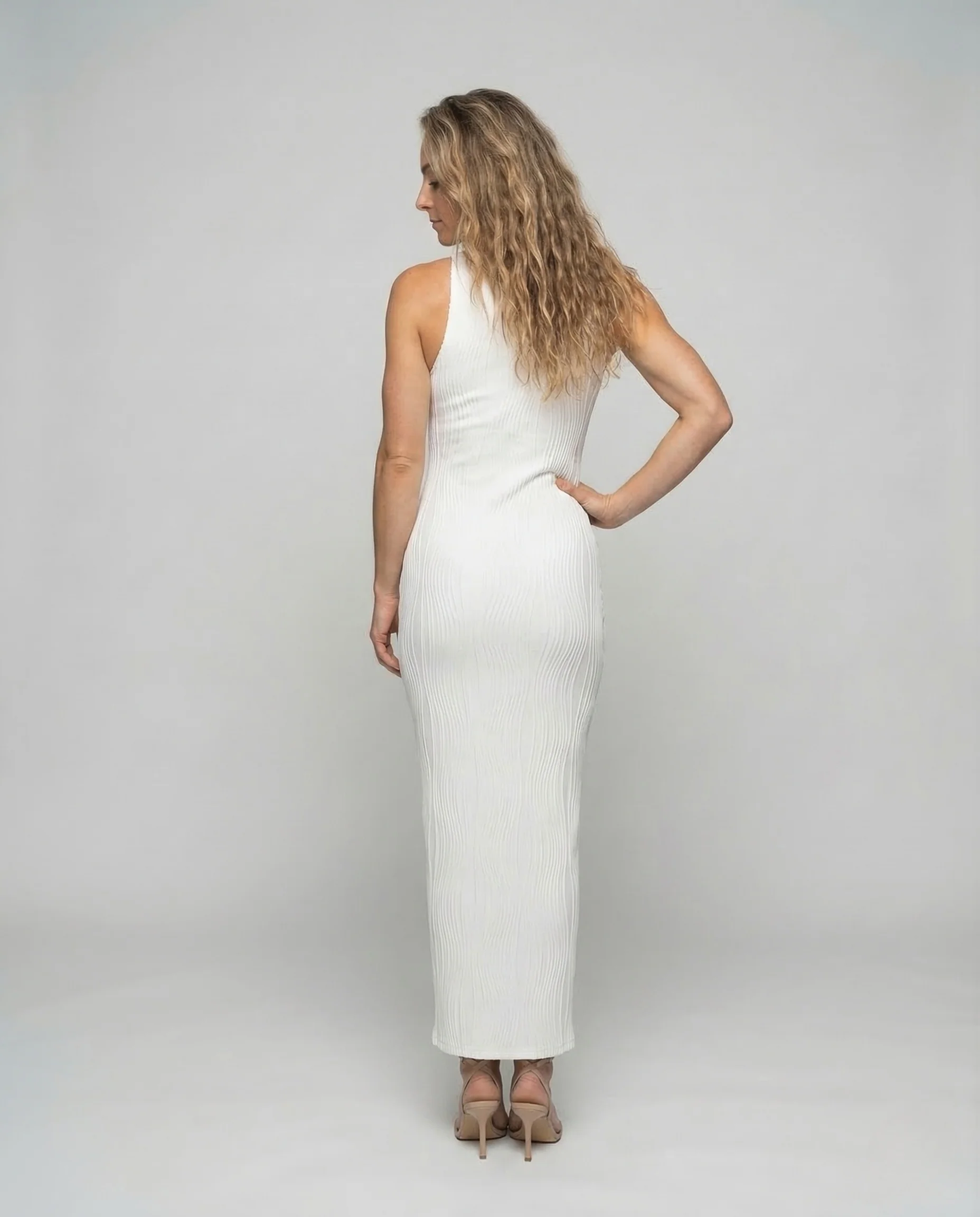 Damen Maxikleid Plissee Struktur - Image 4