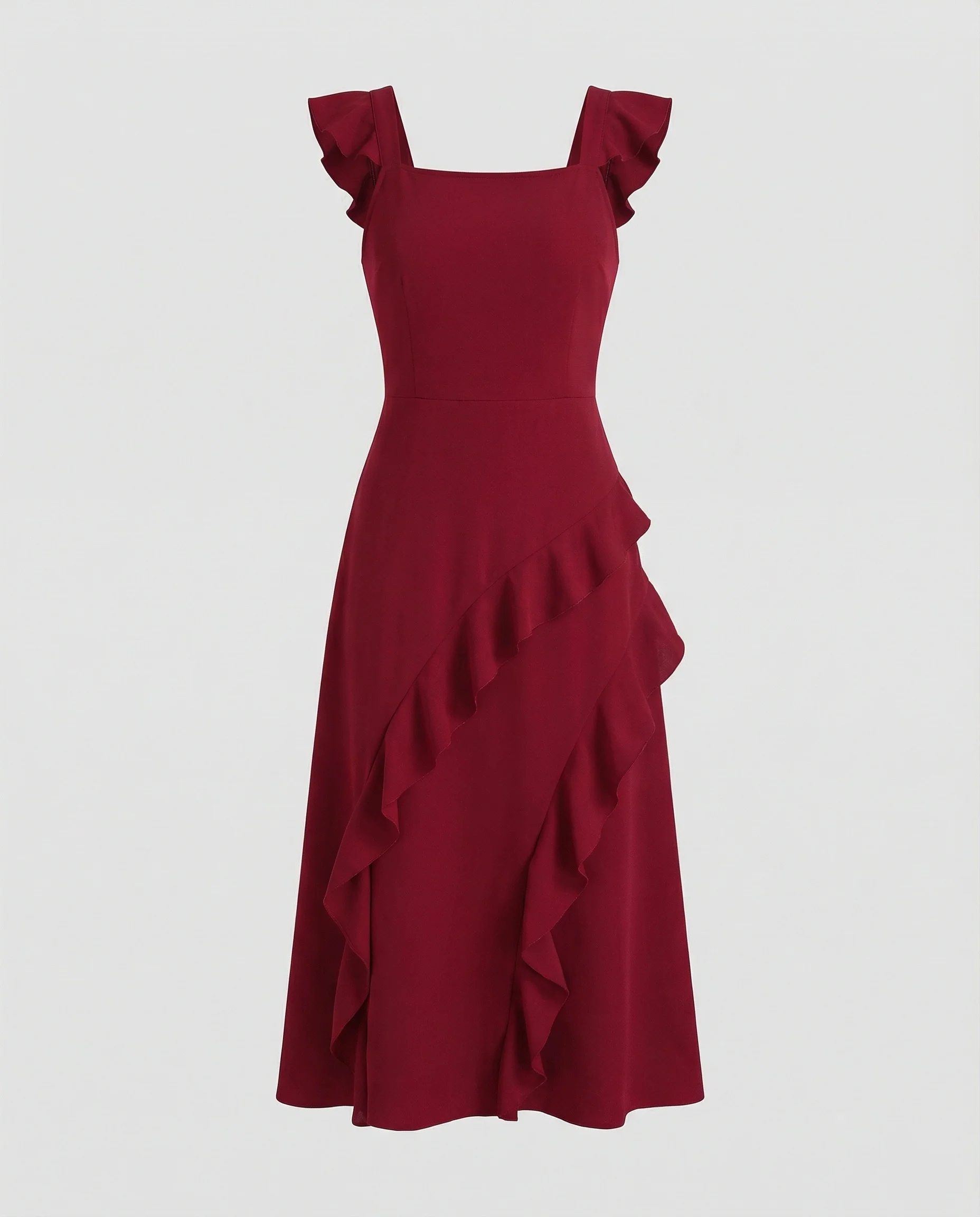 Figurbetontes Midikleid mit asymmetrischem Volant - Image 4
