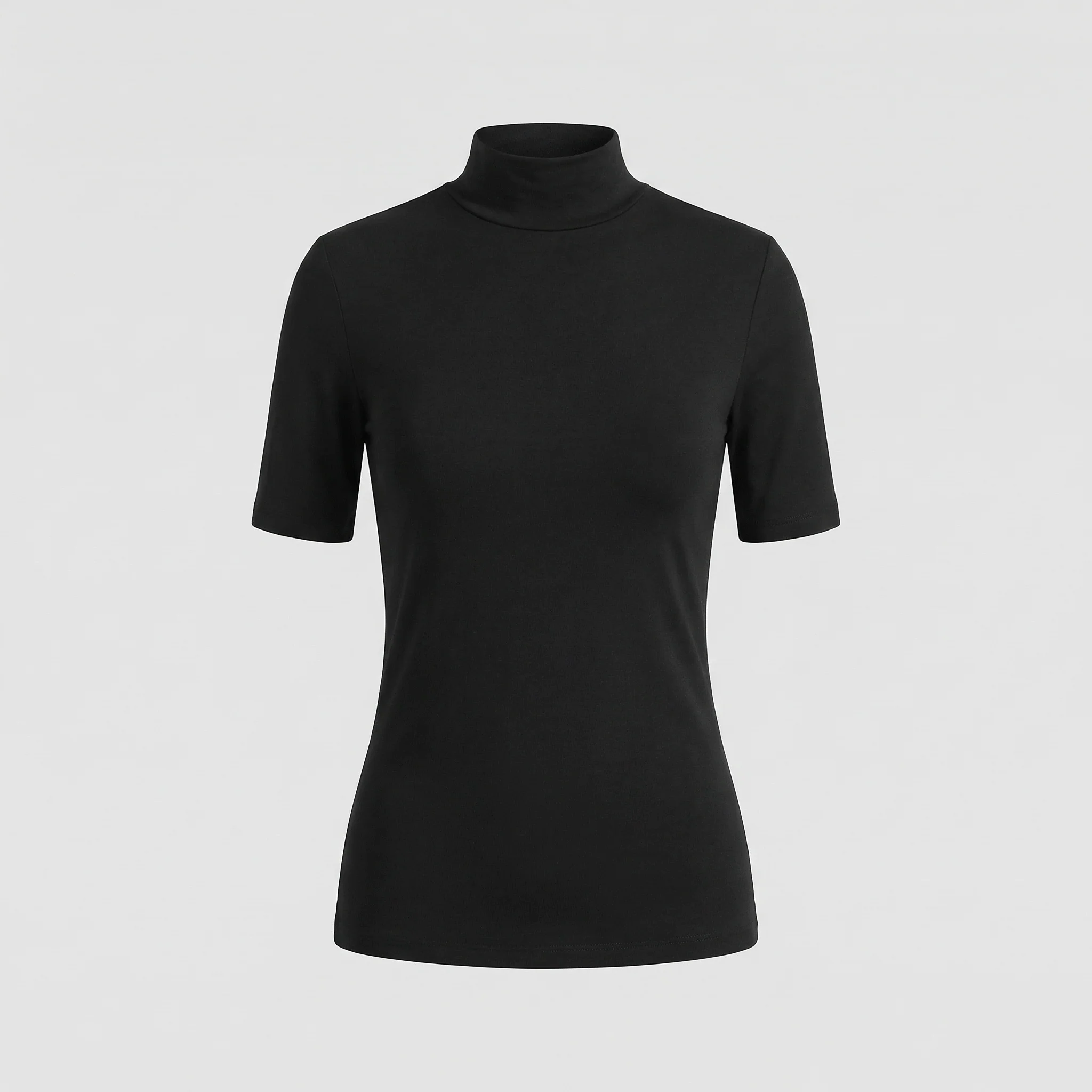 Damen Rollkragen Minikleid Kurzarm - Image 5