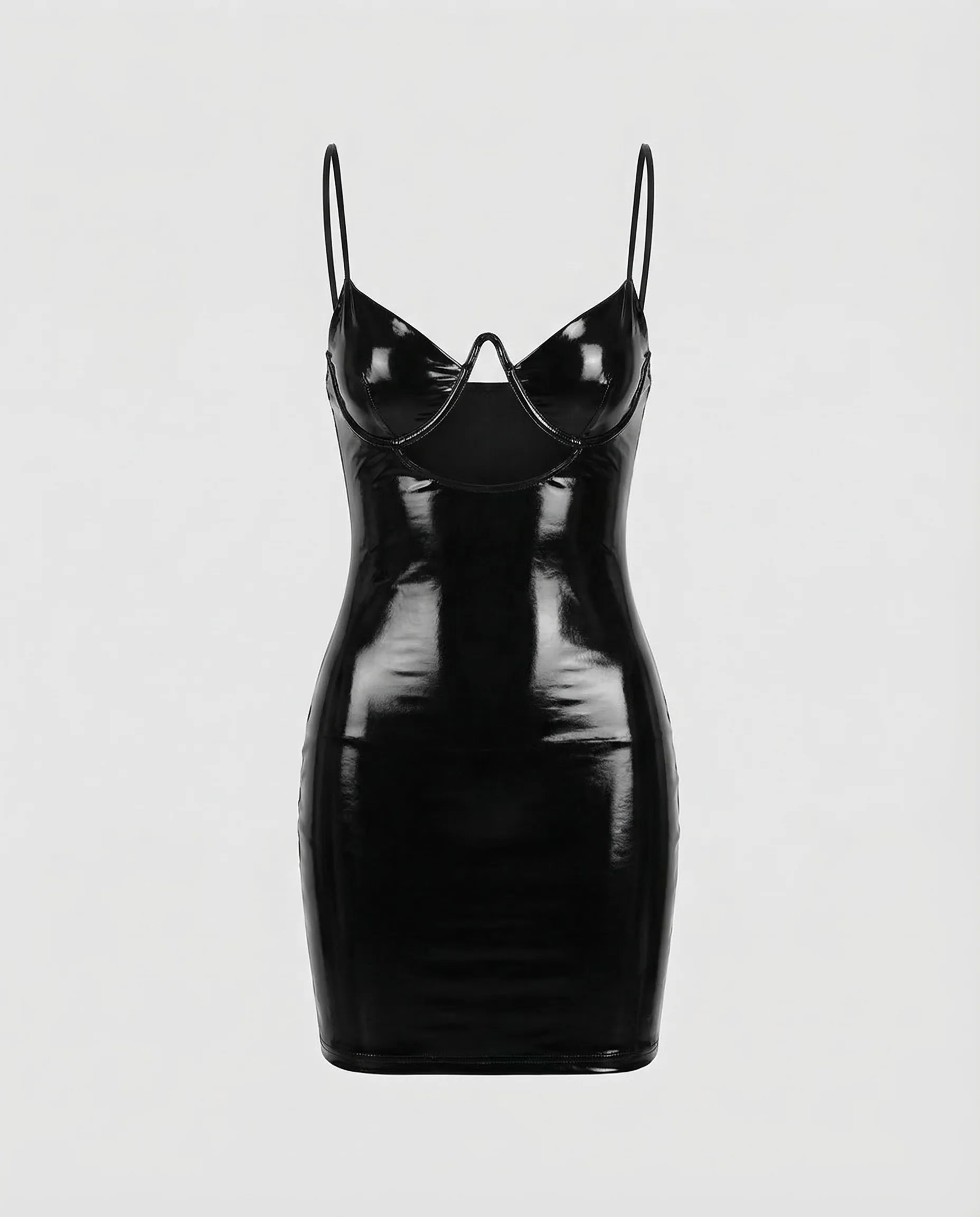 Damen Lack Minikleid Cut Out - Image 4