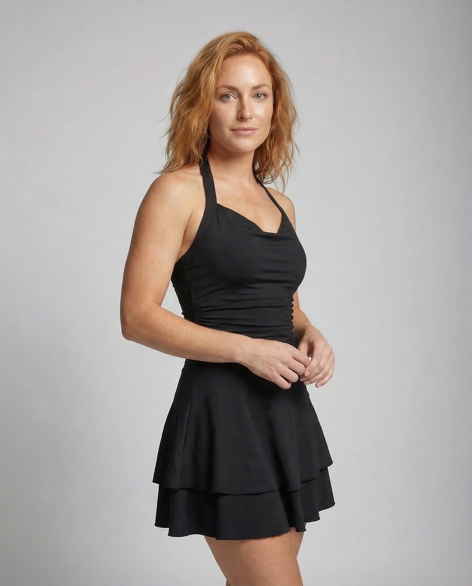 Damen Neckholder Kleid Stufenrock - Image 2