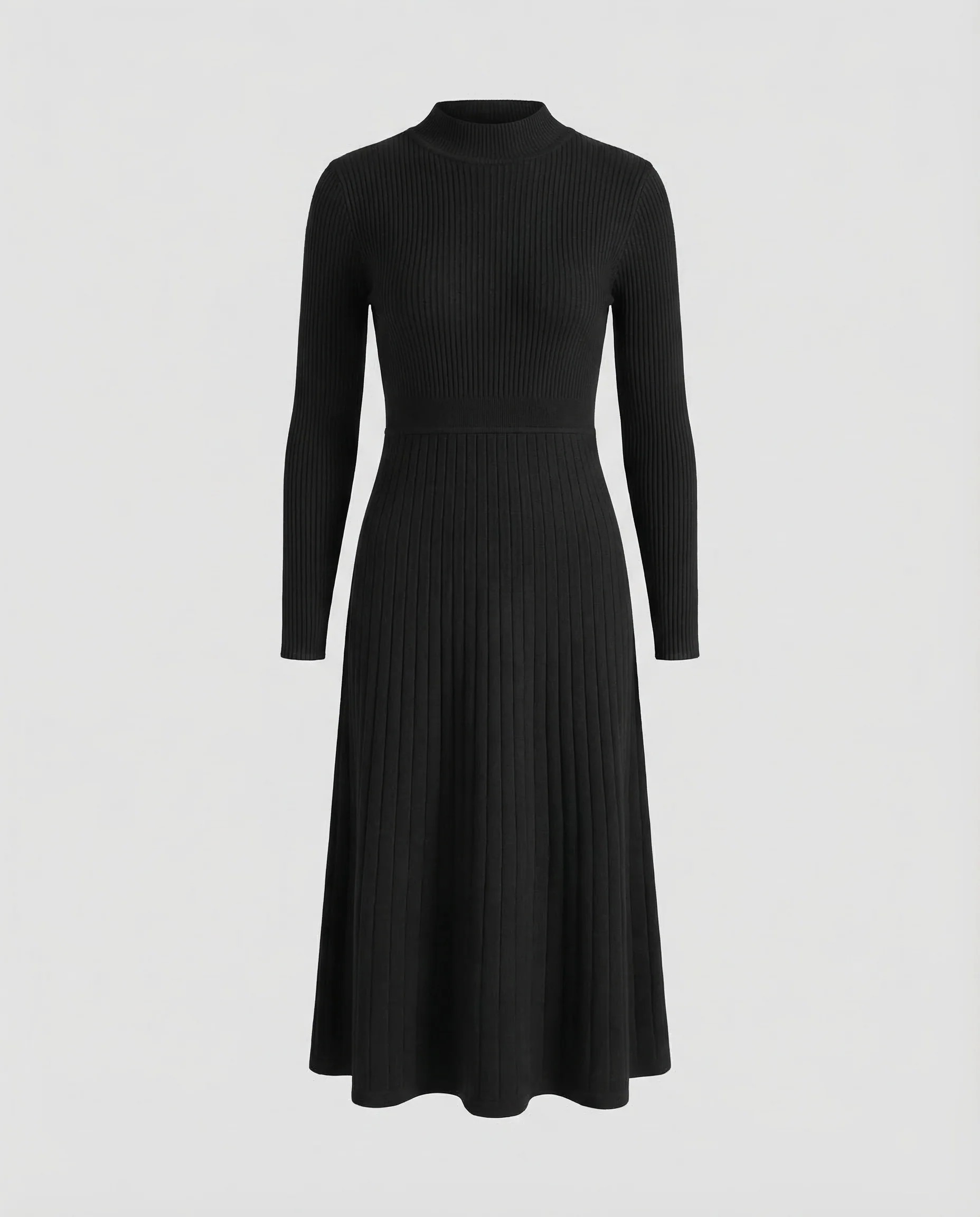 Damen Rippstrick Kleid Stehkragen - Image 5