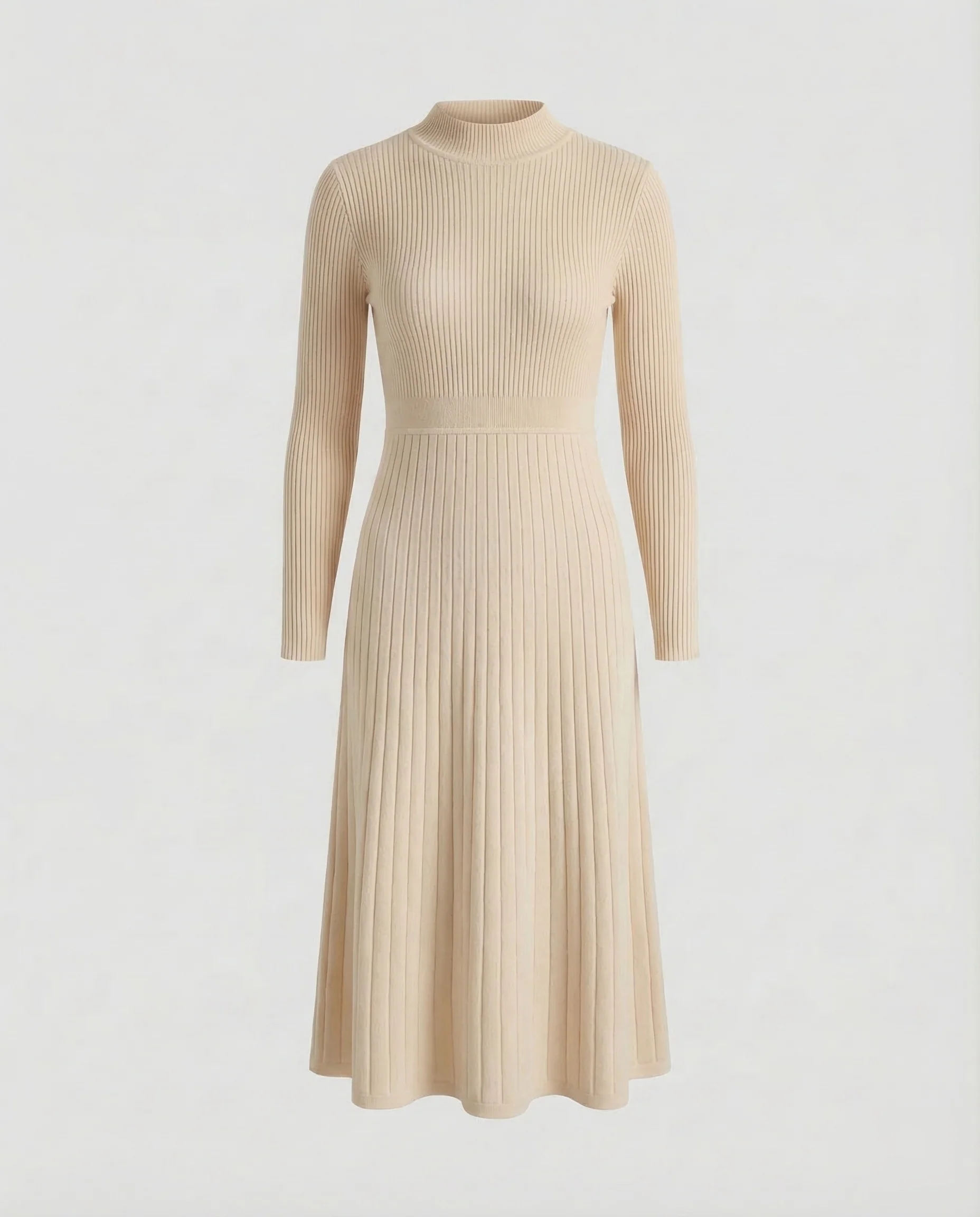 Damen Rippstrick Kleid Stehkragen - Image 7