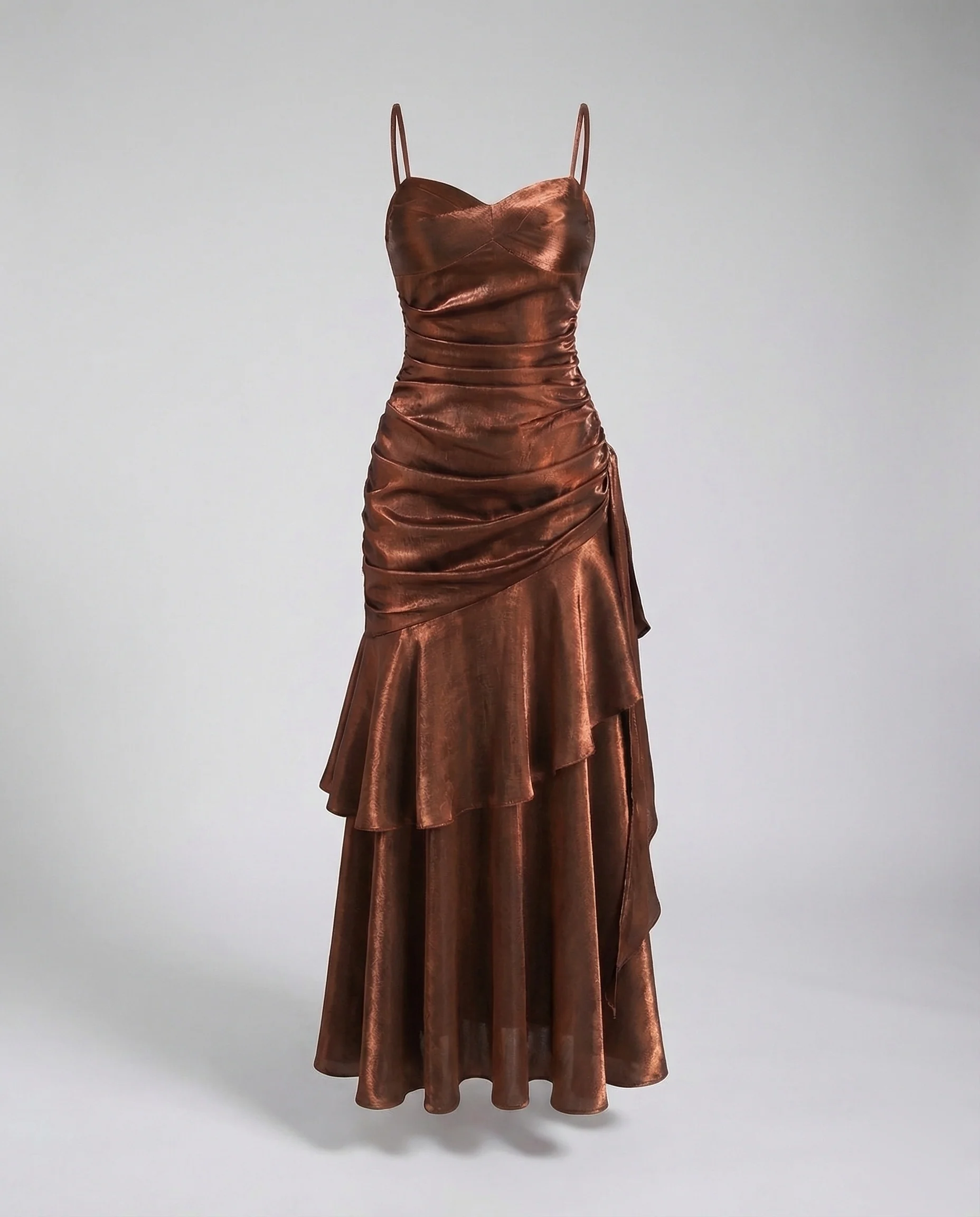 Damen Samt Abendkleid mit Volantrock - Image 10