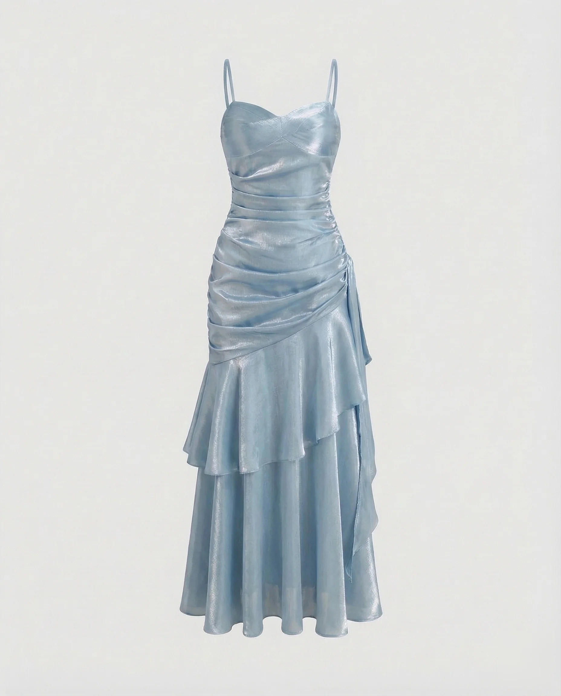 Damen Samt Abendkleid mit Volantrock - Image 7