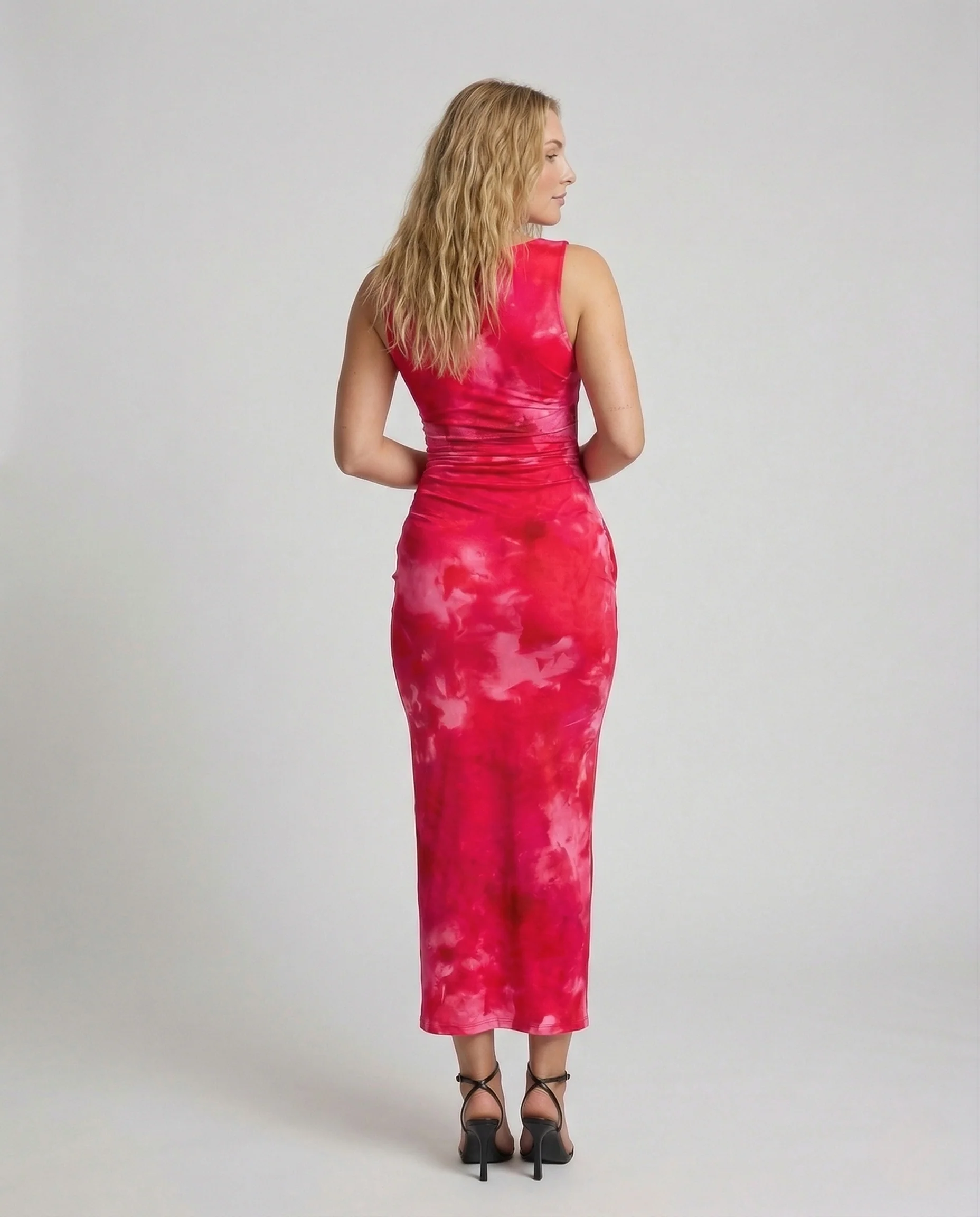 Damen Satin Maxikleid Figurbetont - Image 4