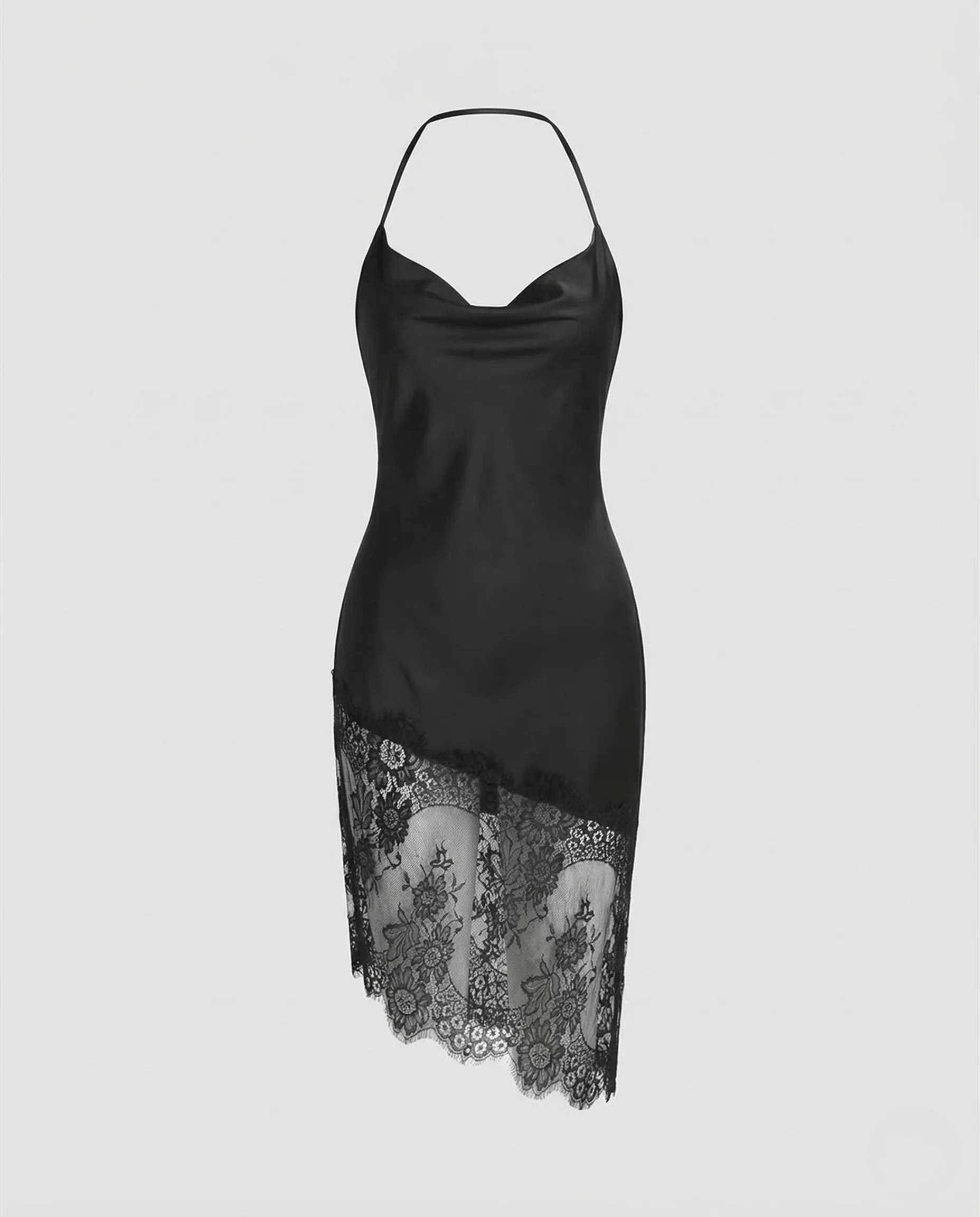 Damen Satin Slipkleid Spitze - Image 5