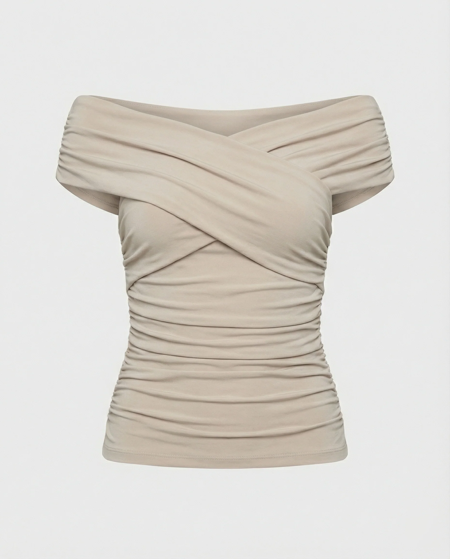 Damen figurbetontes schulterfreies Top mit Drapierung und seitlicher Raffung Heidi Mode - Image 5