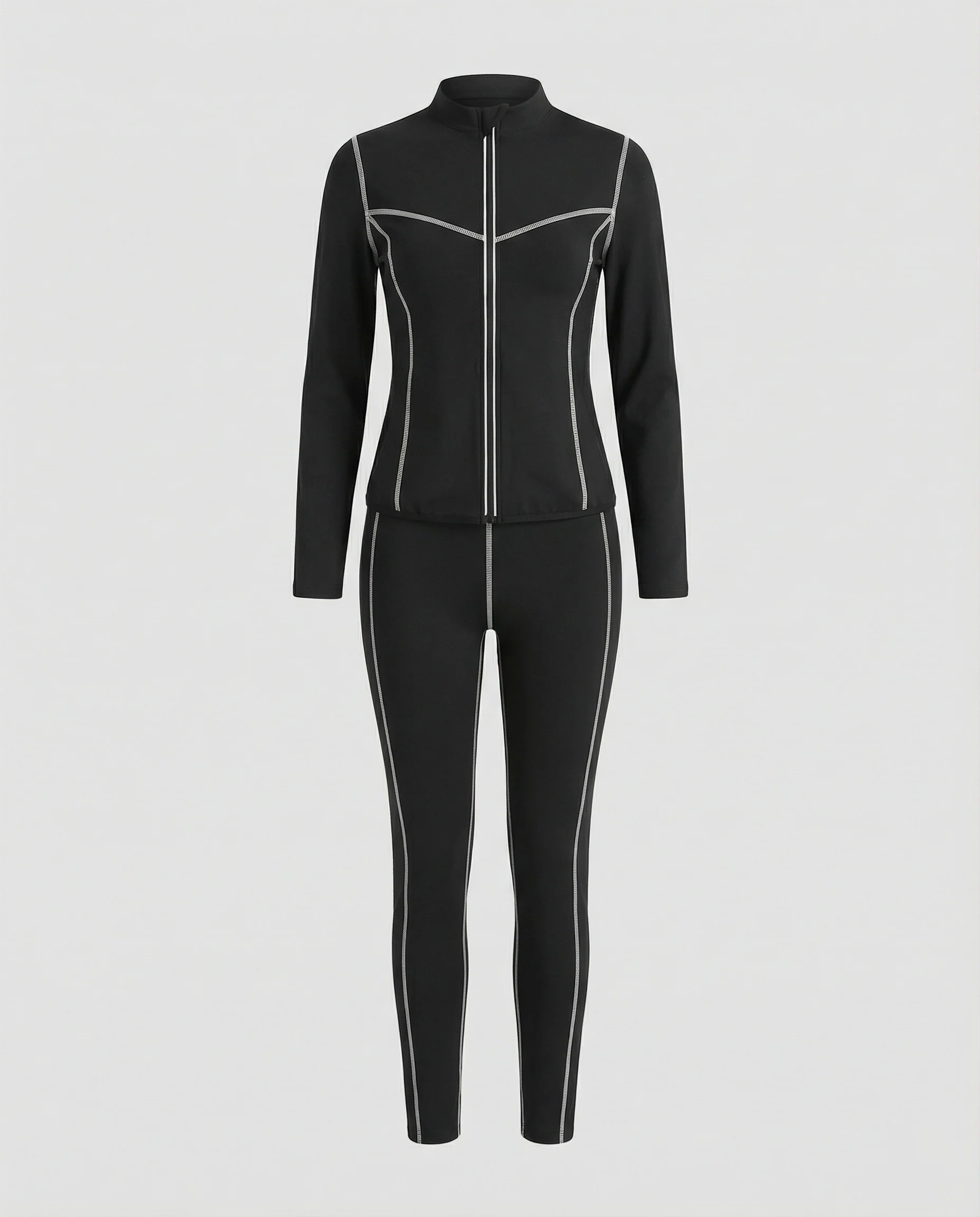 Damen Sportset Stretch mit Zip Jacke und Leggings - Image 4