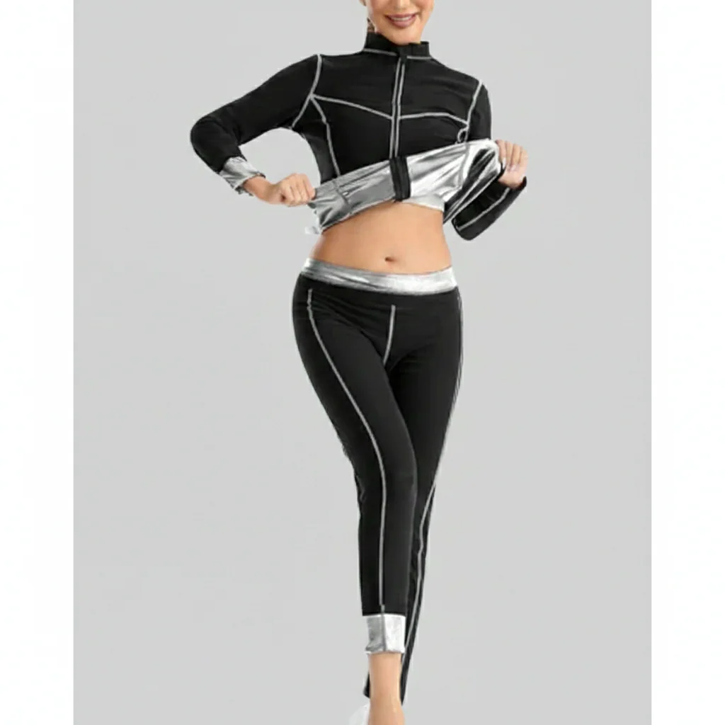 Damen Sportset Stretch mit Zip Jacke und Leggings - Image 5