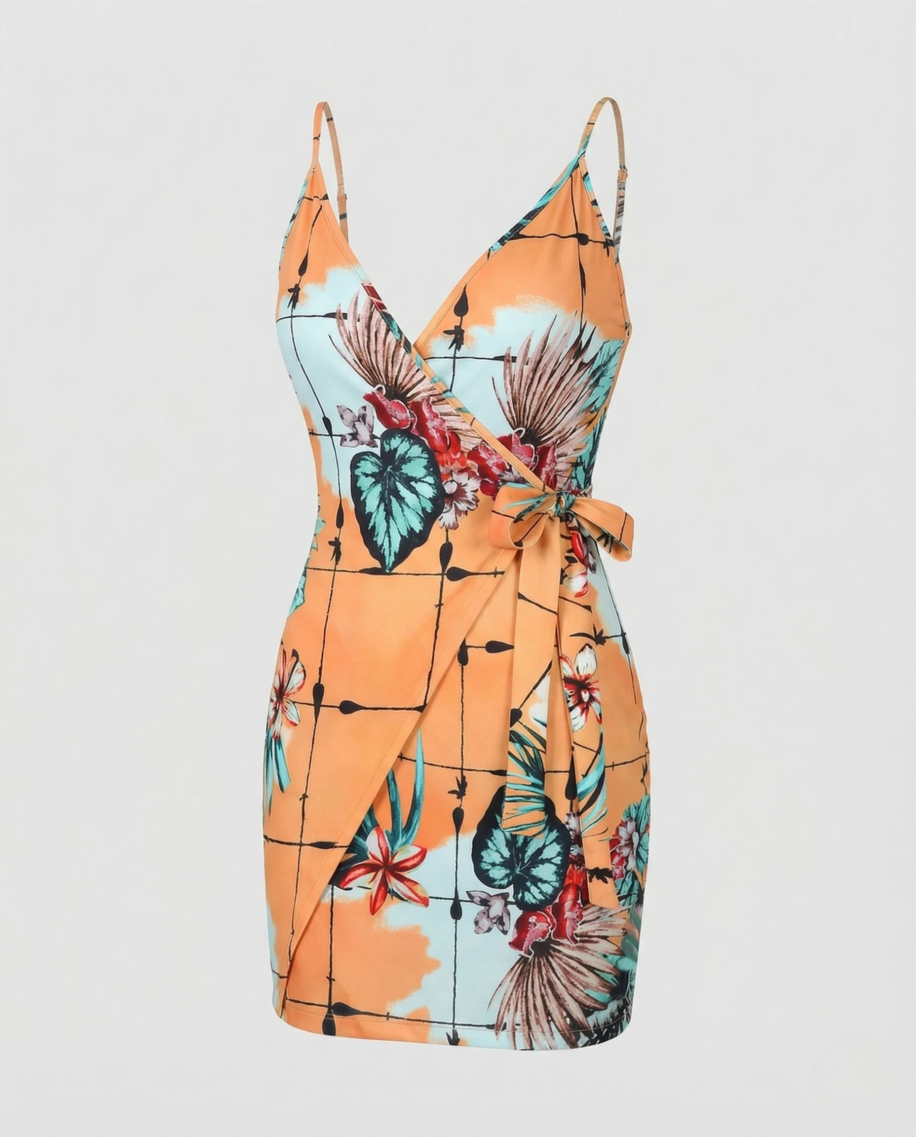 Damen Wickel Minikleid mit Spaghettiträgern - Image 5