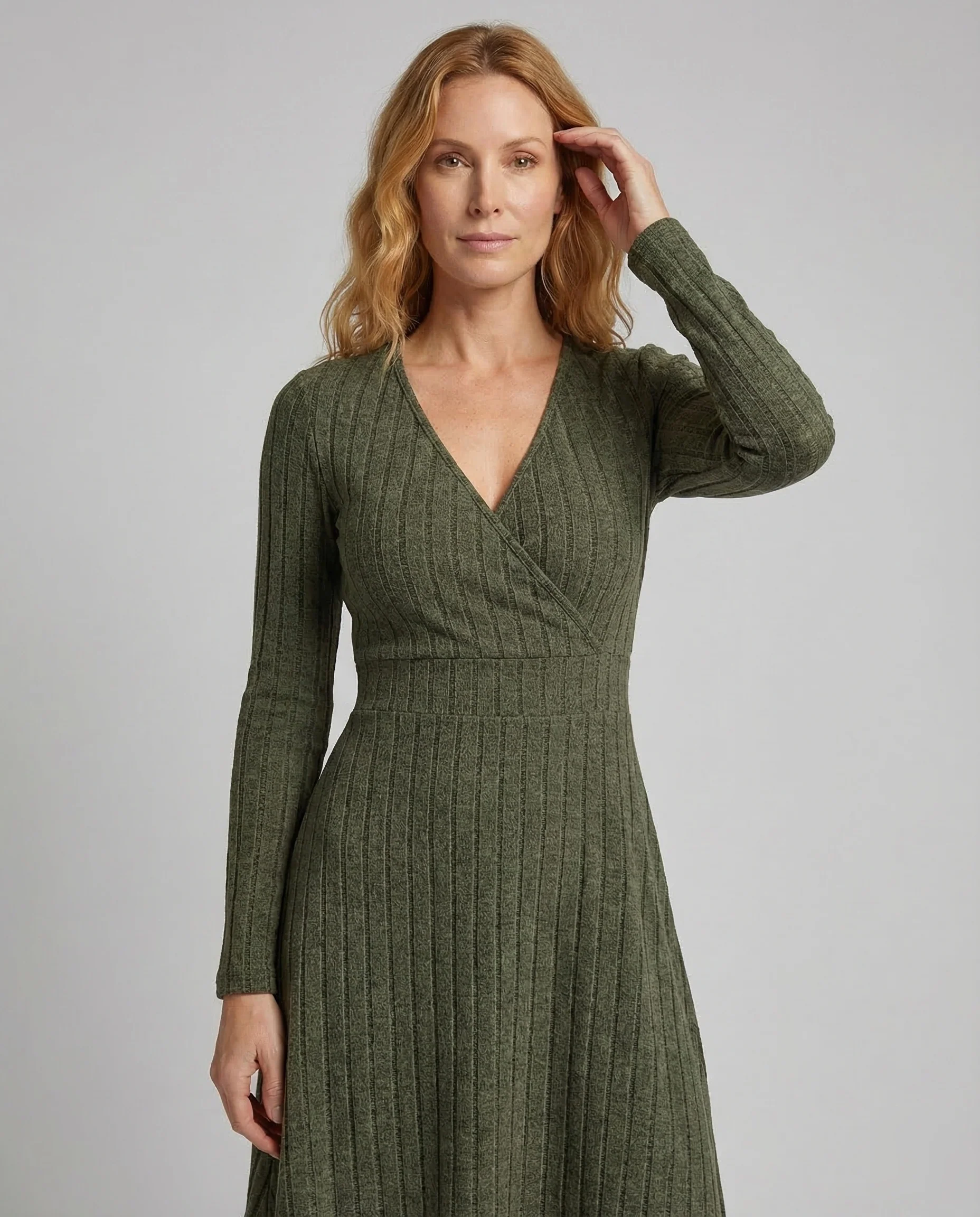 Damen Ripp Wickelkleid A Linie - Image 2