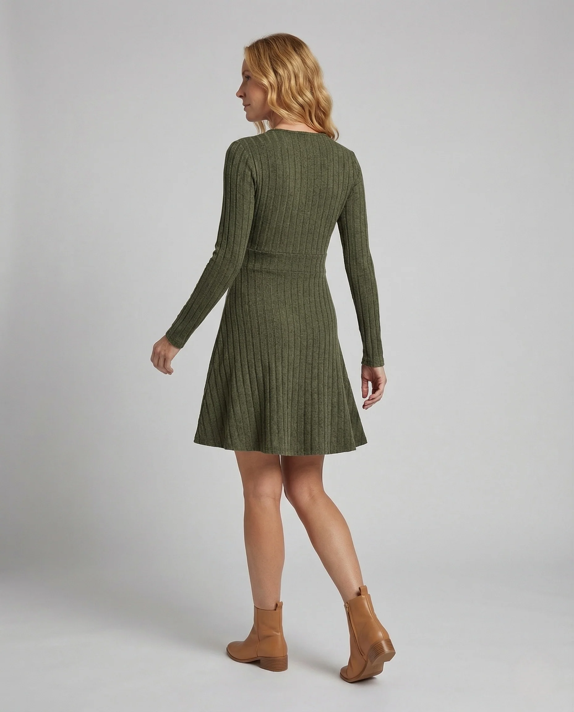 Damen Ripp Wickelkleid A Linie - Image 4
