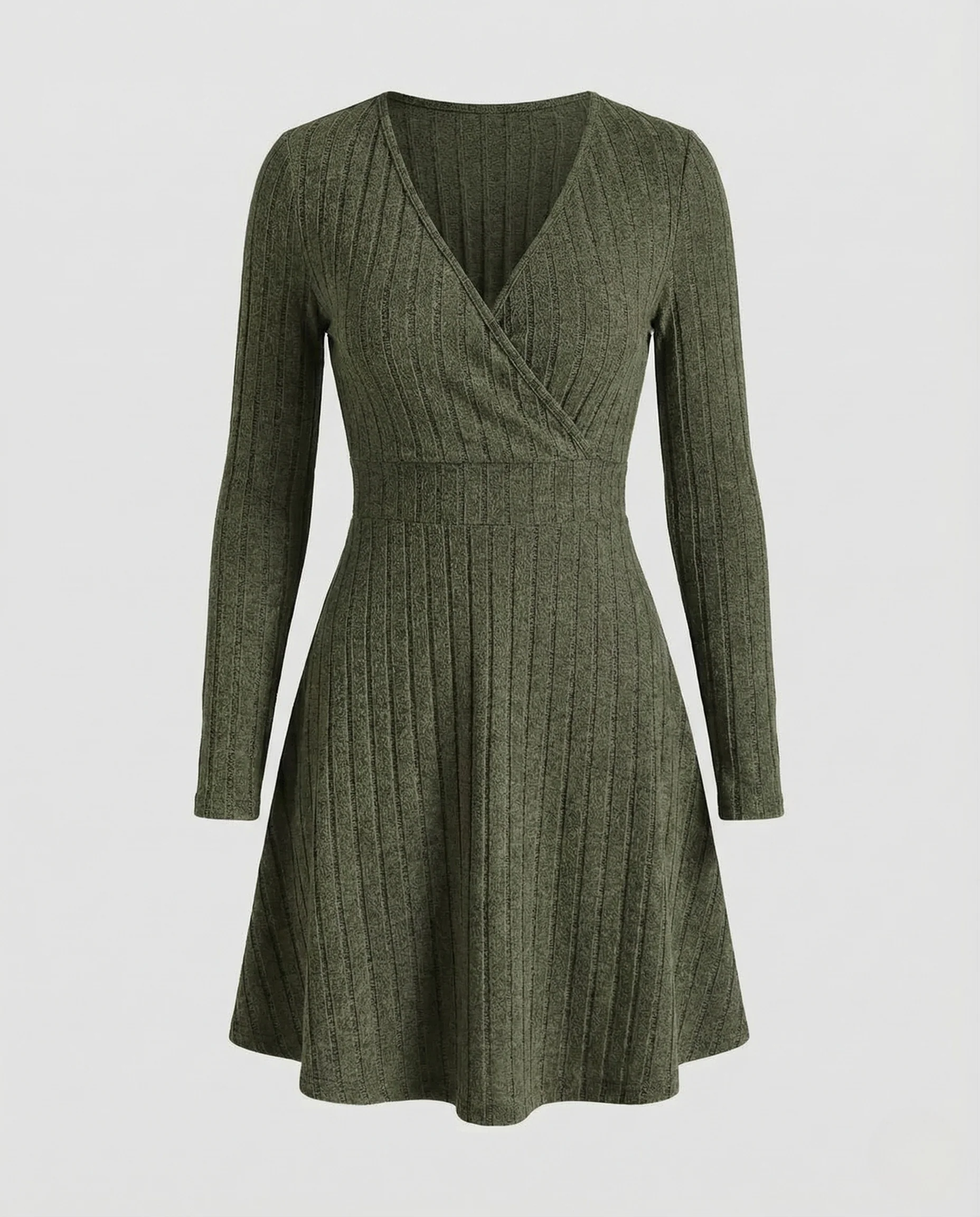 Damen Ripp Wickelkleid A Linie - Image 5