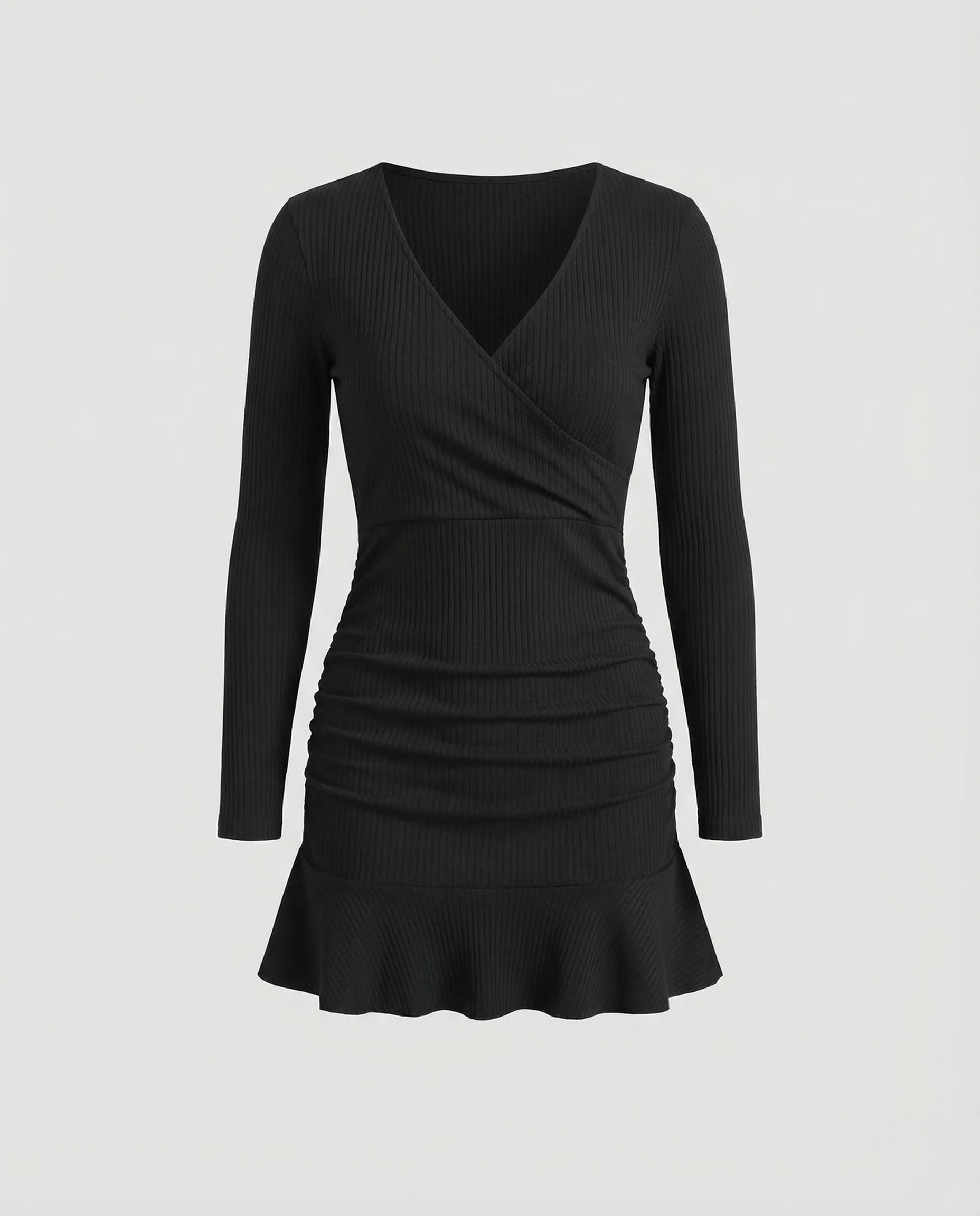 Damen Wickel Minikleid Rippstrick - Image 5